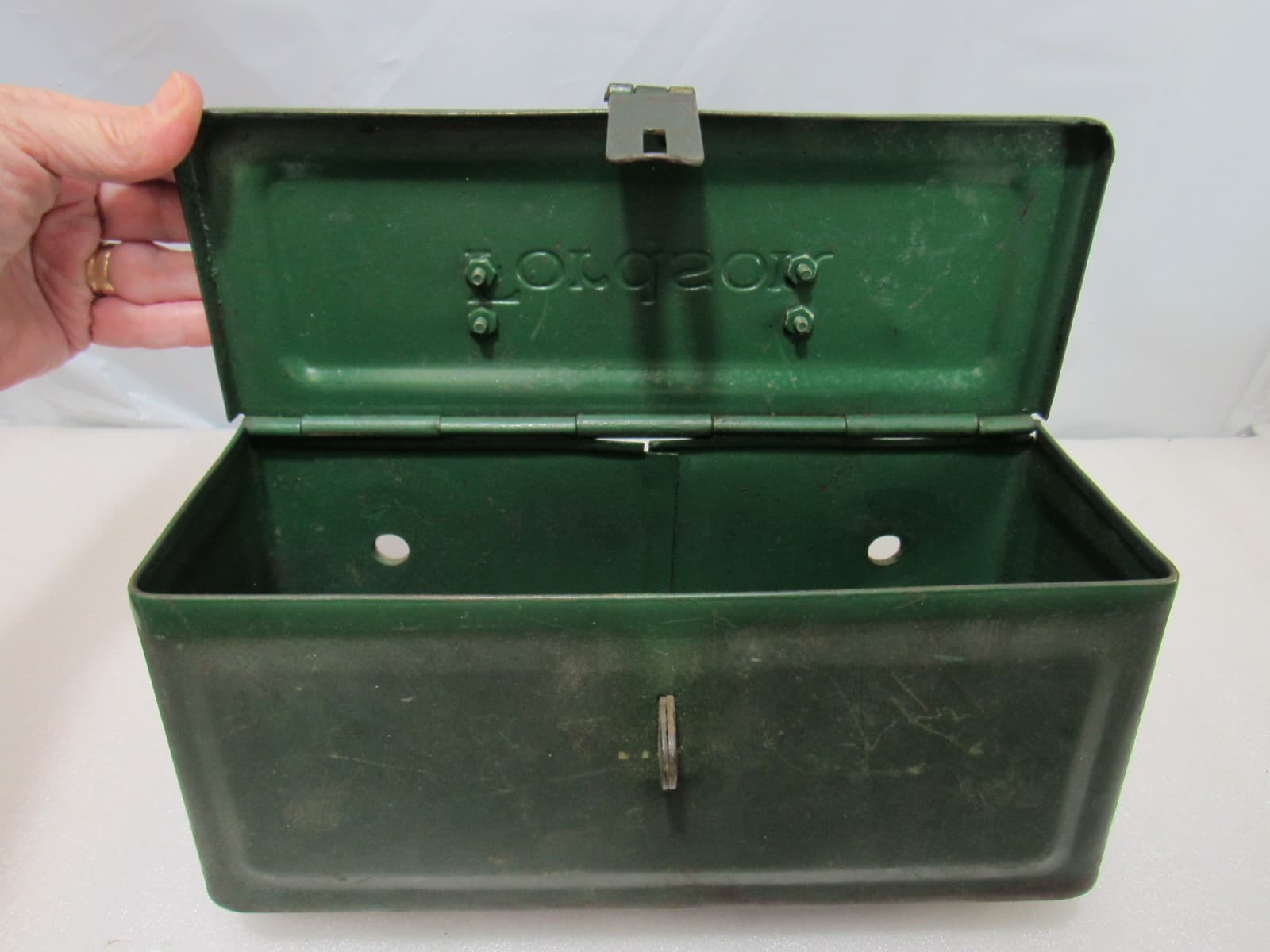 Vintage Antique Original Embossed Green Fordson Tractor Tool Box (F12JJ) - Thumbnail 9