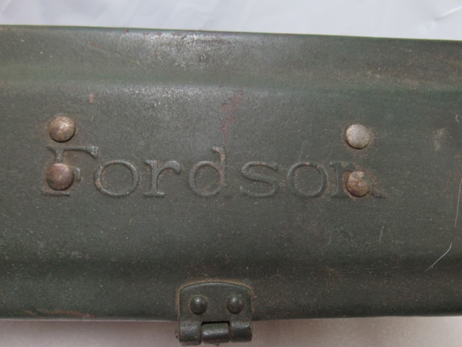 Vintage Antique Original Embossed Green Fordson Tractor Tool Box (F12JJ) - Thumbnail 3