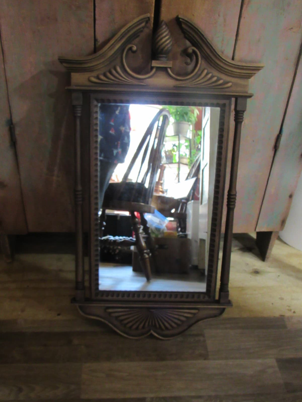 Colonial Style Wall Mirror BURWOOD 1972 Vintage #0355 Columns Split Pediment Y71 - Thumbnail 3