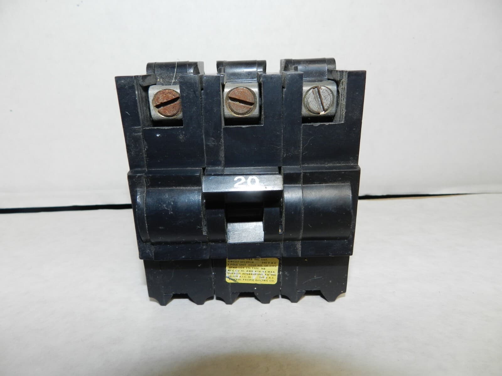 FPE FEDERAL PACIFIC STAB-LOK TYPE NB CIRCUIT BREAKER 3 POLE 20AMP 240VAC M24JK - Thumbnail 2