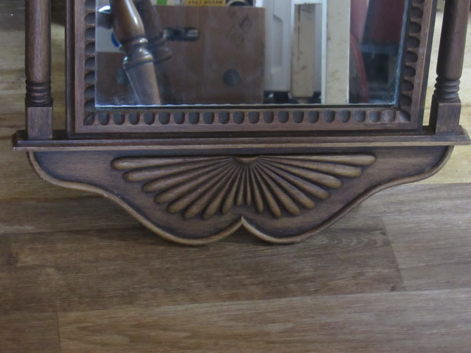 Colonial Style Wall Mirror BURWOOD 1972 Vintage #0355 Columns Split Pediment Y71 - Thumbnail 6