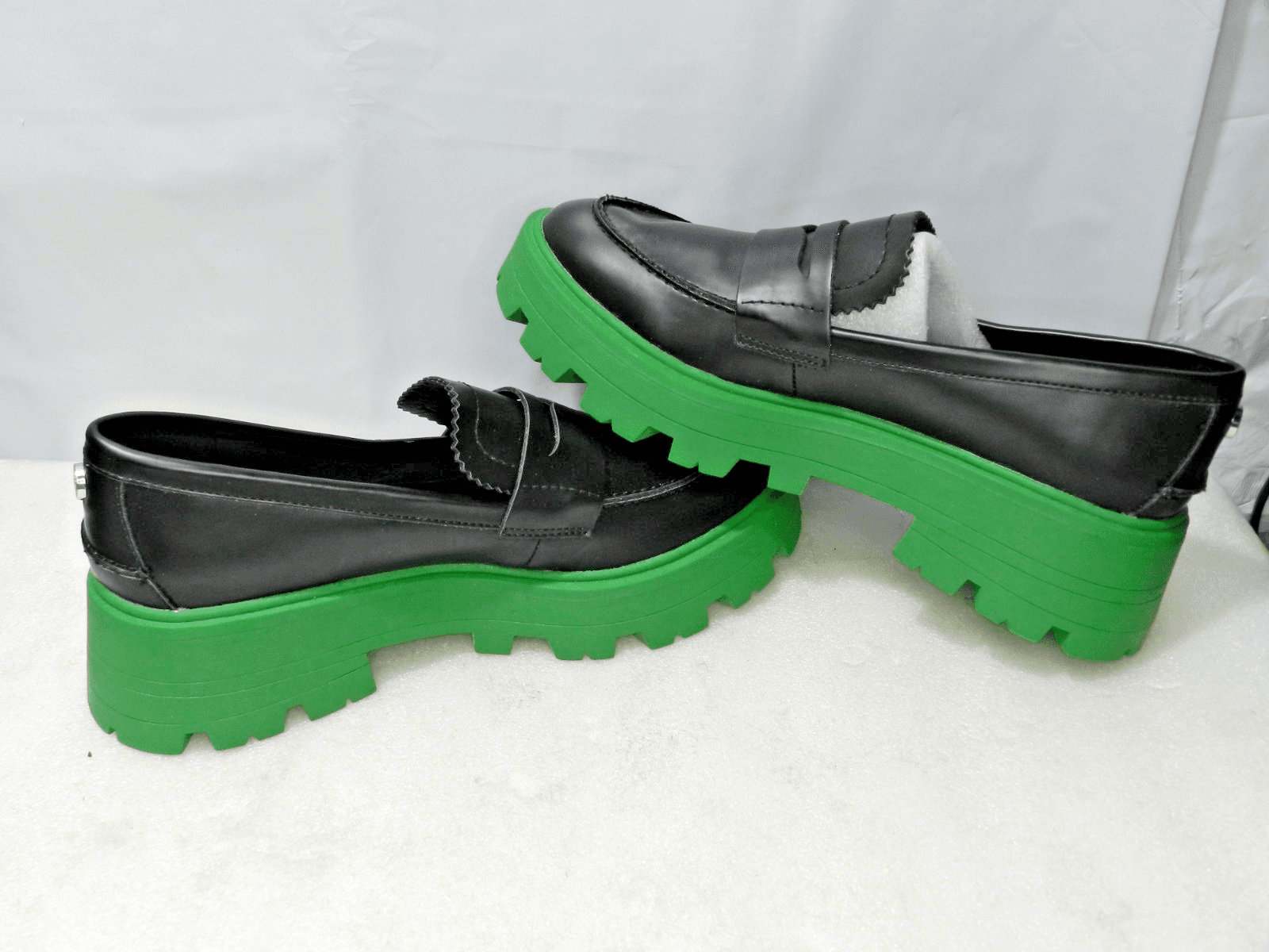 Steve Madden Maisee Black /Green Chunky Platform Loafers sz 6.5 (L25K) - Thumbnail 5