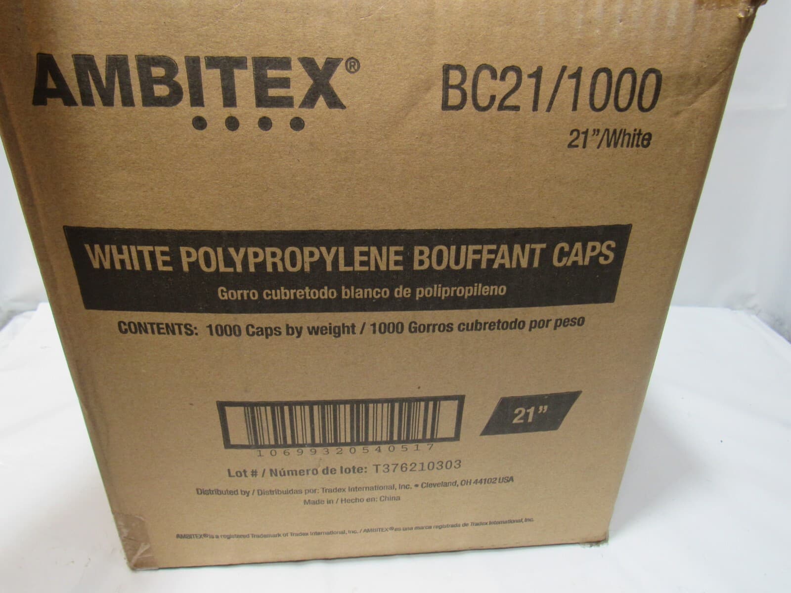 AMBITEX BC Series Bouffant Caps 21" White, 1,000/Carton BC21/1000 TRADEX (P55K - Thumbnail 3