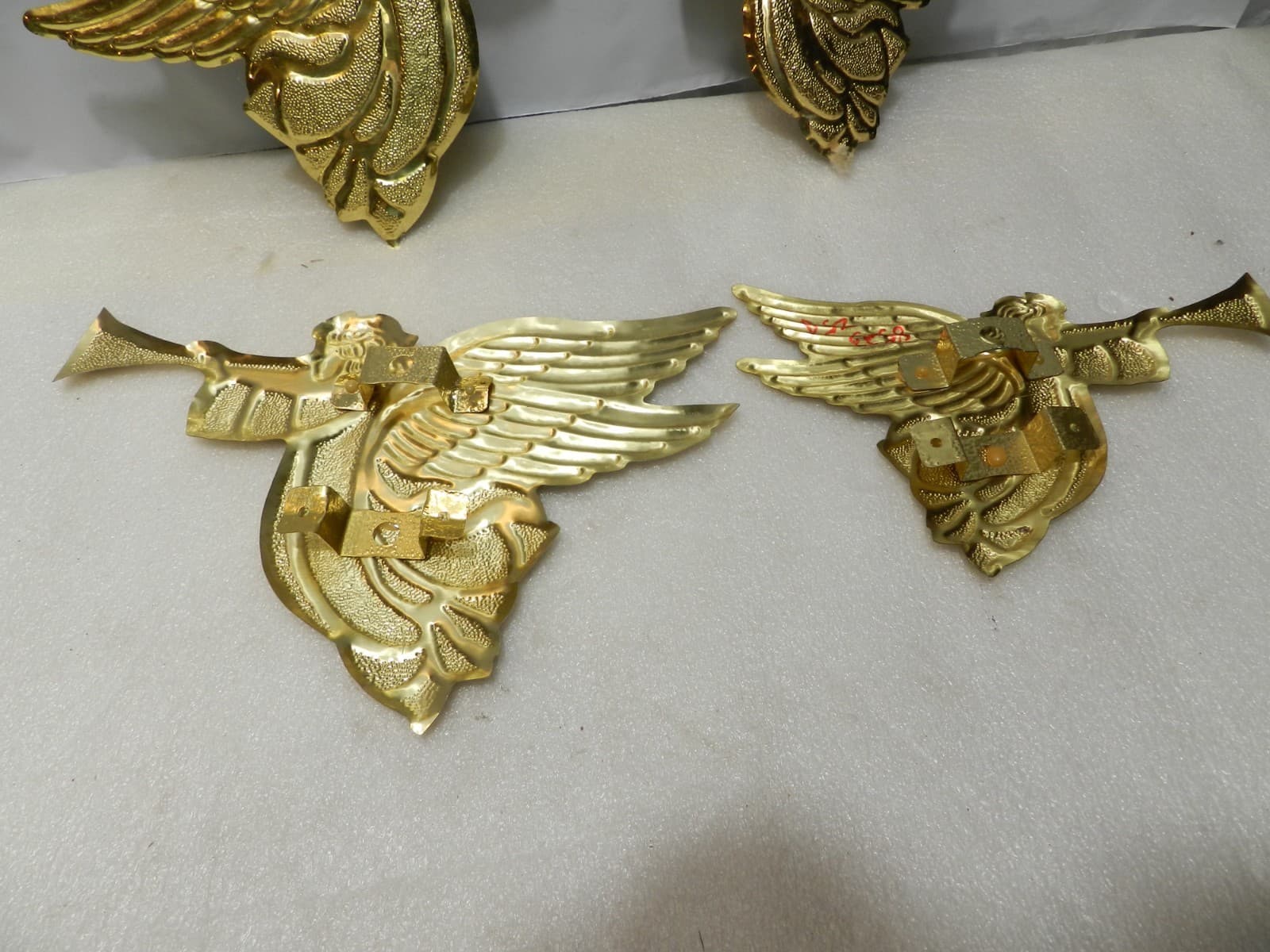 VTG Home Interiors Lot Of (3) Gold Tone Metal Angels Wall Hangings B42J - Thumbnail 5