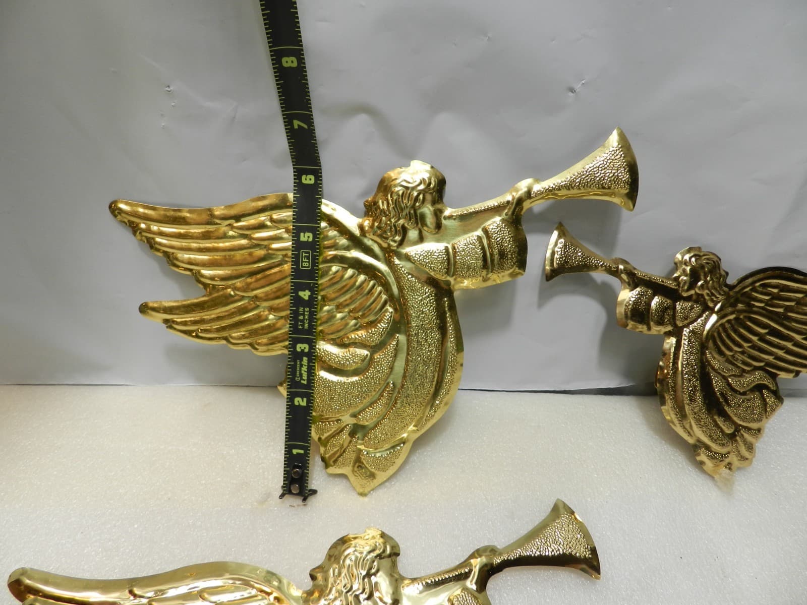 VTG Home Interiors Lot Of (3) Gold Tone Metal Angels Wall Hangings B42J - Thumbnail 3