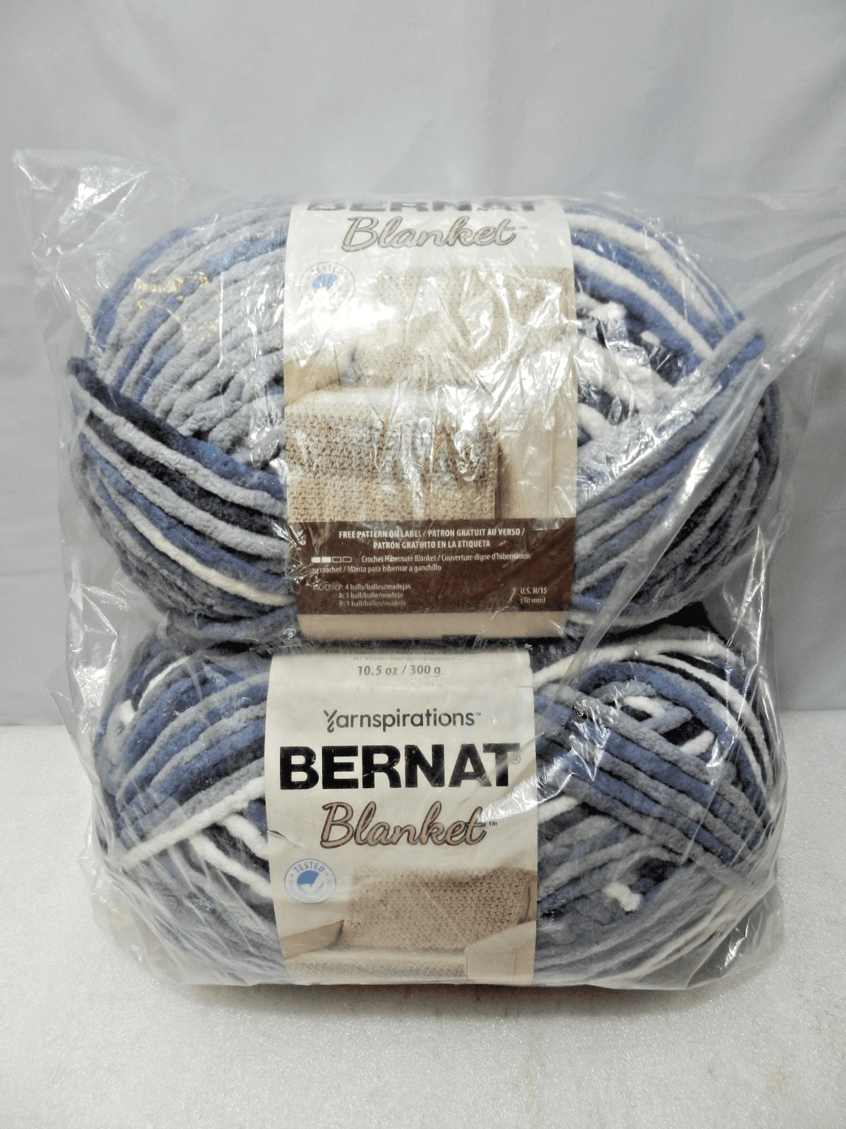 2 Bernat Blanket #6 Super Bulky Polyester Yarn Faded Blues 10.5oz/300g Each L30K - Thumbnail 3