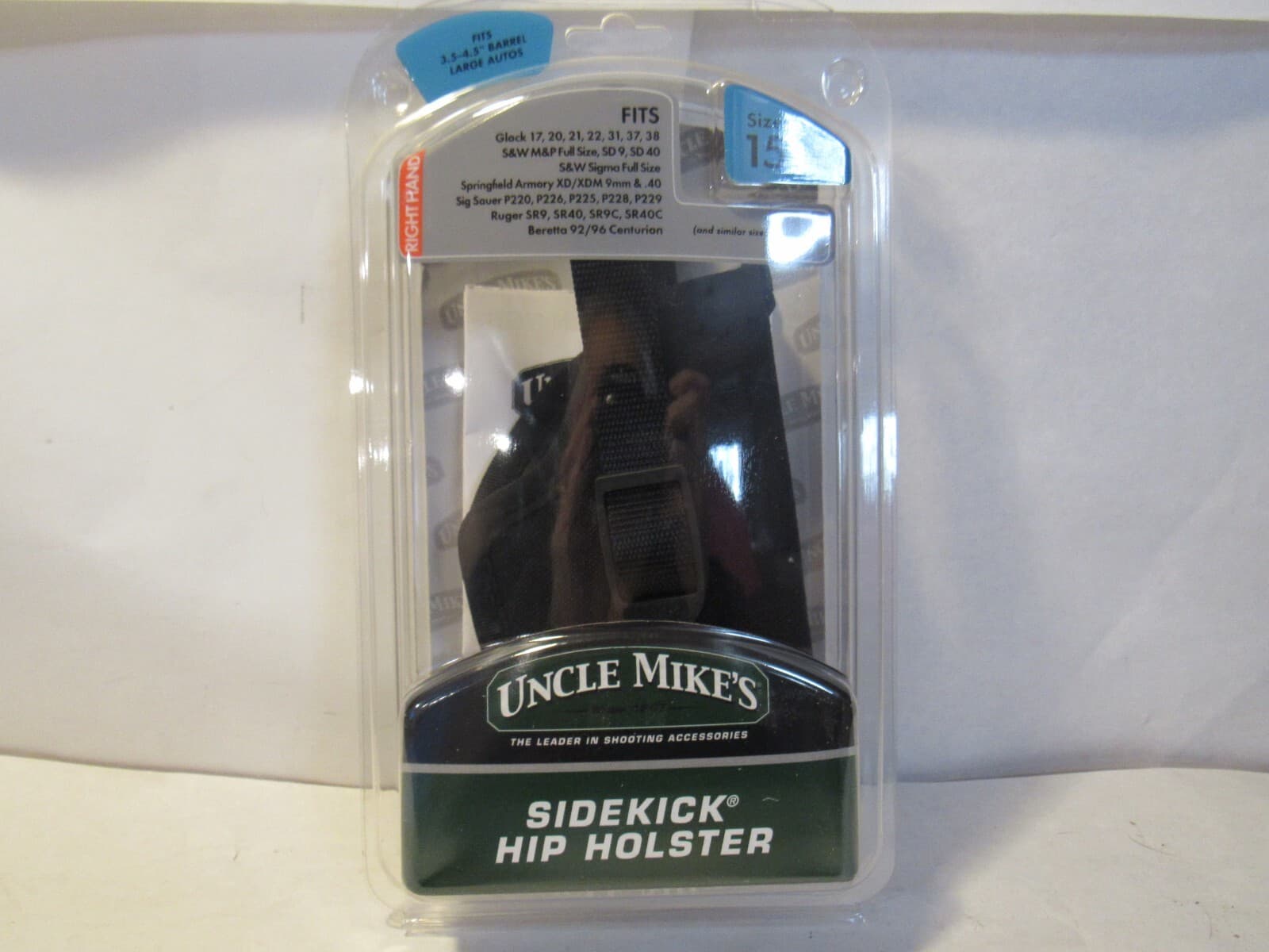 Uncle Mikes Sidekick Hip Holster Nylon Black Large Right Hand Size 15 81151 S51K - Thumbnail 2