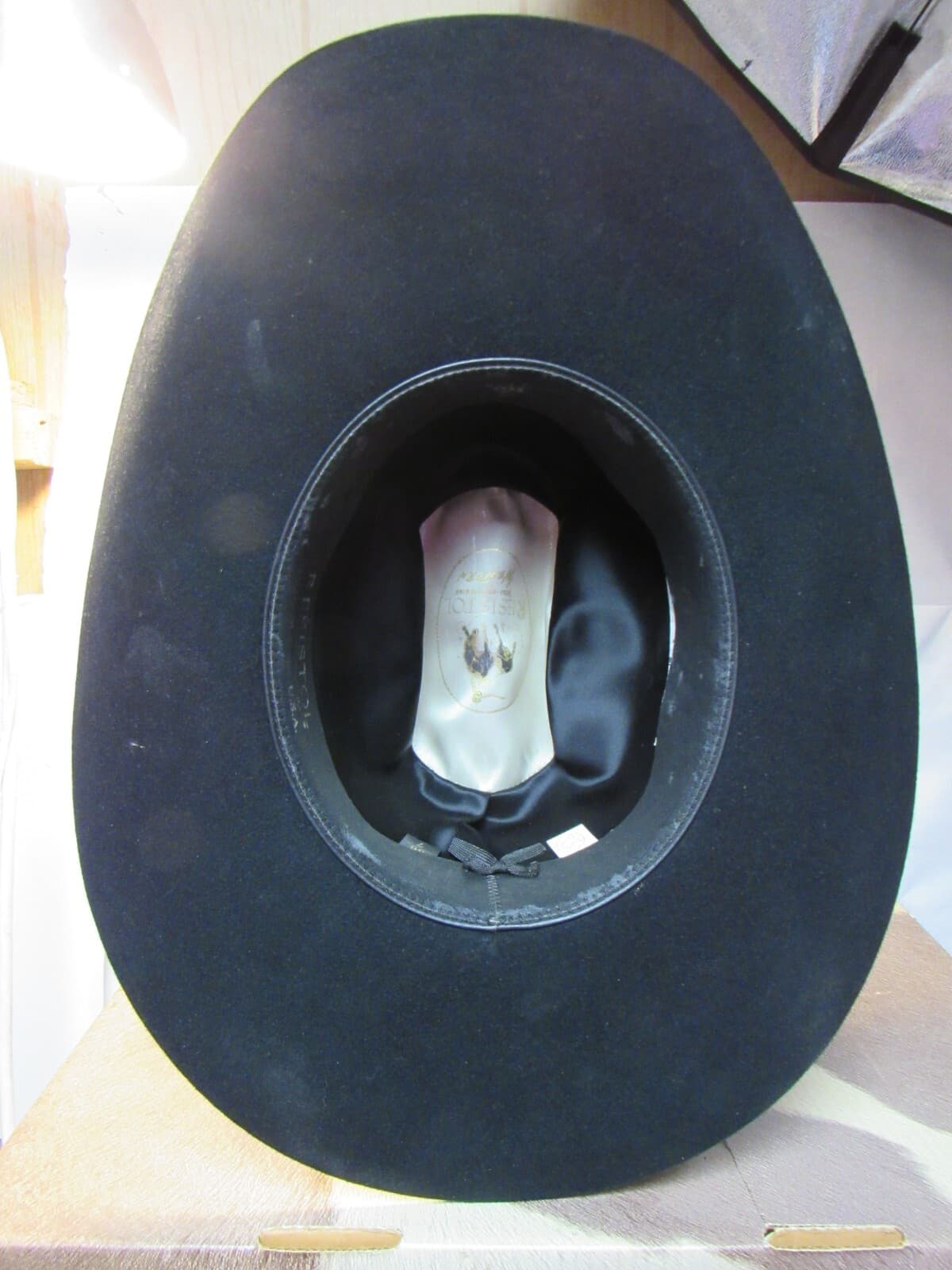 Vintage Resistol Guthrie Western Felt Cowboy Hat Black Size 7 Oval 4" Brim K37K - Thumbnail 5