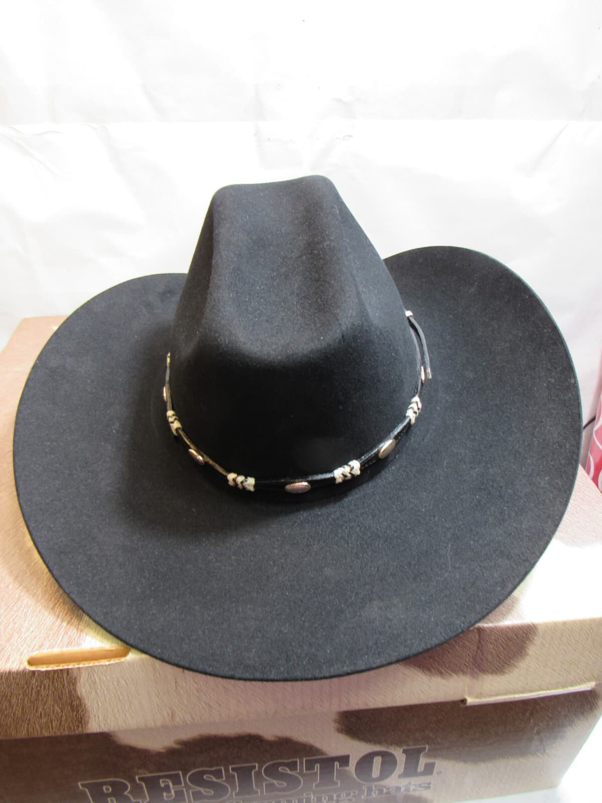 Vintage Resistol Guthrie Western Felt Cowboy Hat Black Size 7 Oval 4" Brim K37K - Thumbnail 3