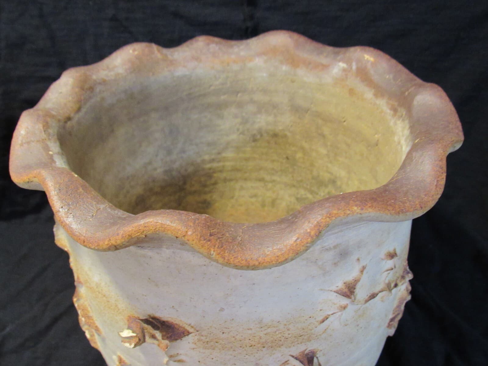 Handmade Textured Pinch Clay Planter Flower Pot 7 1/2" Tall (U68S) - Thumbnail 5