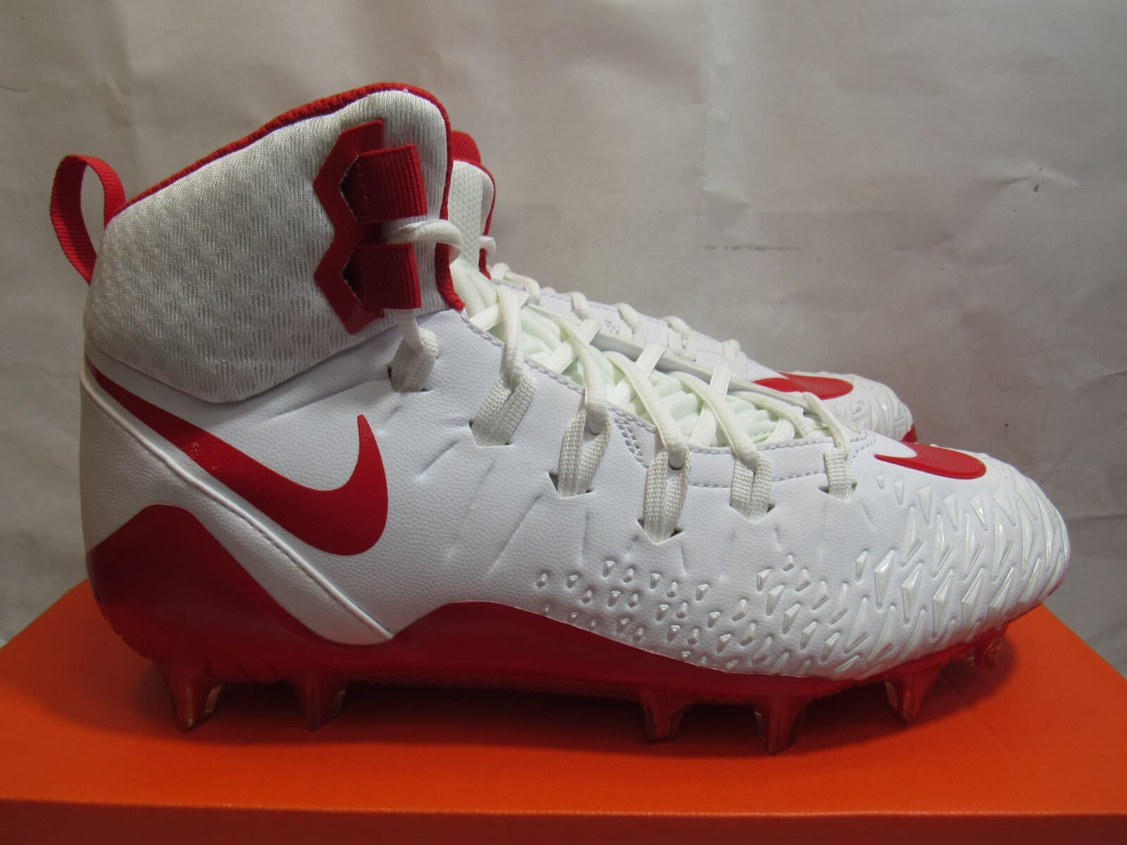 Nike Force Savage Pro 880144-166 Mens White Red Football Cleats New J39K - Thumbnail 2