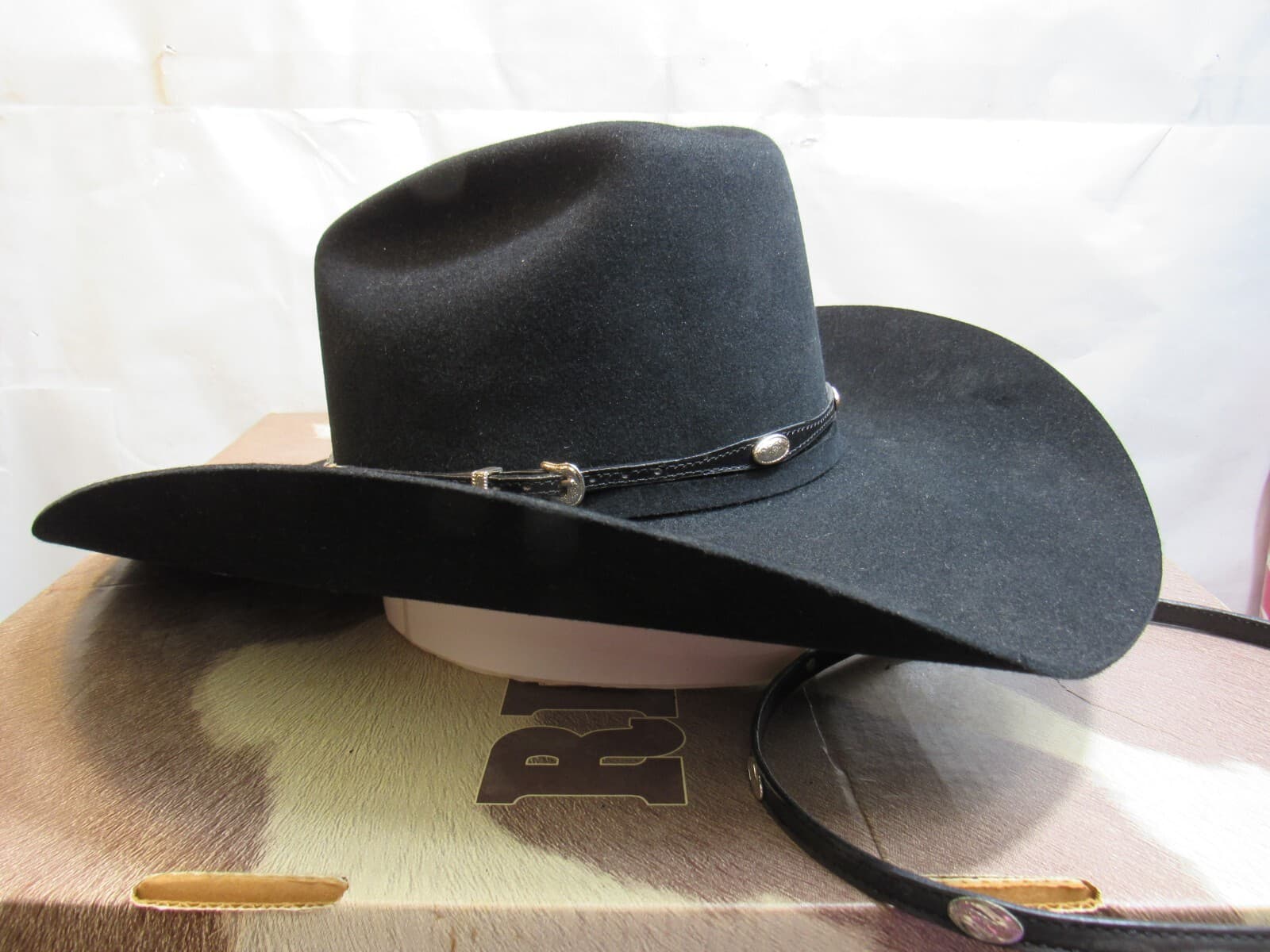 Vintage Resistol Guthrie Western Felt Cowboy Hat Black Size 7 Oval 4" Brim K37K - Thumbnail 2