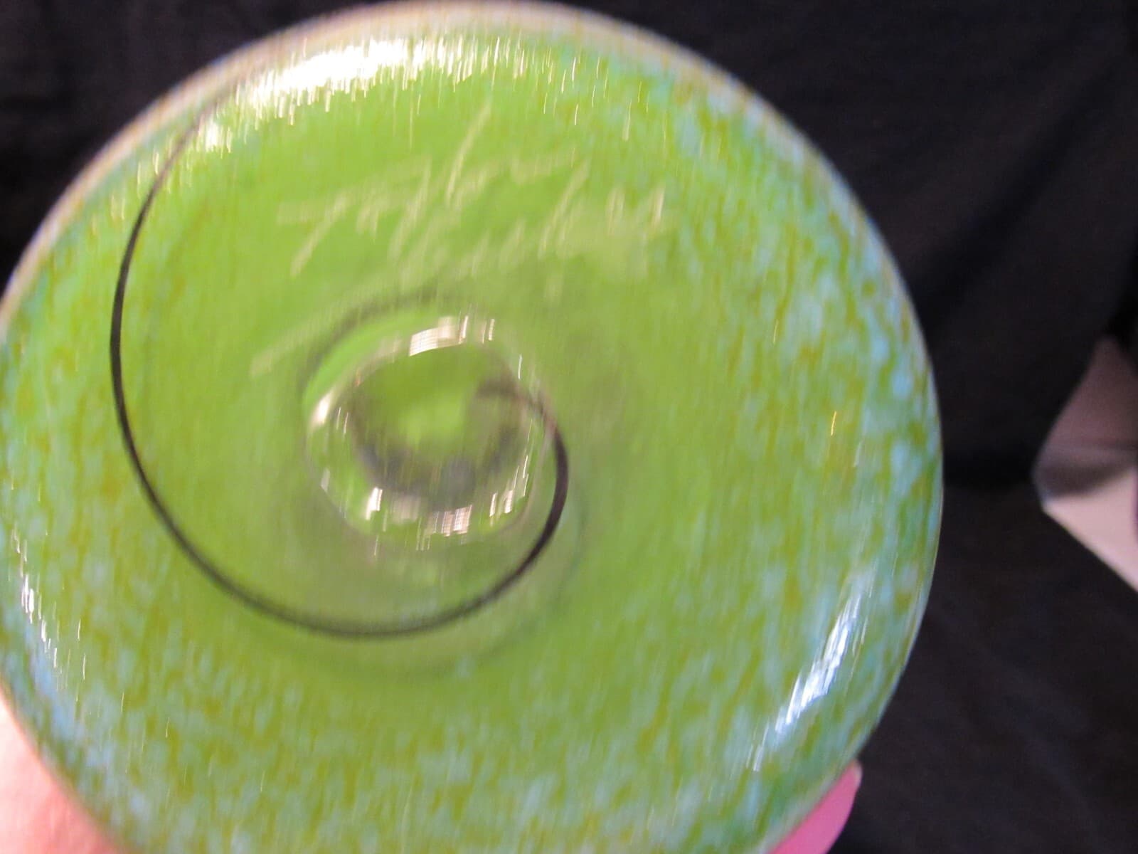 Taylor Backes Hand Blown Art Glass Cylinder Swirl Vase Green Yellow 11" U65S - Thumbnail 5