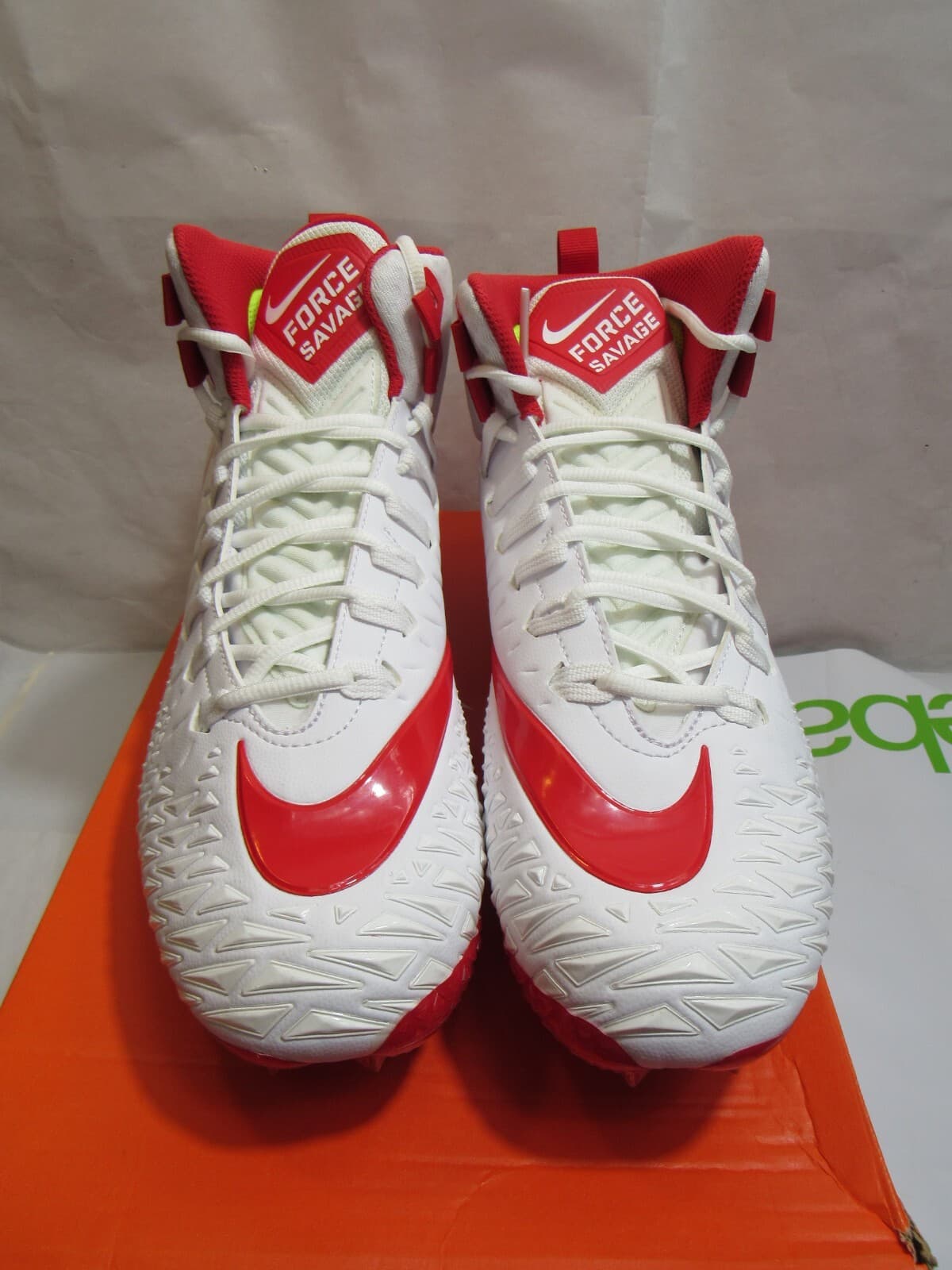 Nike Force Savage Pro 880144-166 Mens White Red Football Cleats New J39K - Thumbnail 3