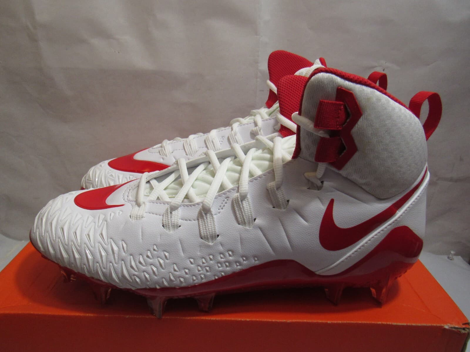 Nike Force Savage Pro 880144-166 Mens White Red Football Cleats New J39K - Thumbnail 4