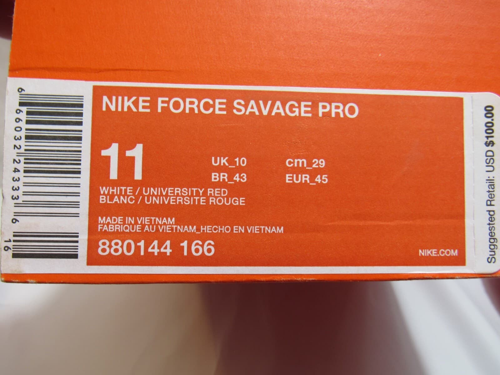 Nike Force Savage Pro 880144-166 Mens White Red Football Cleats New J39K - Thumbnail 12