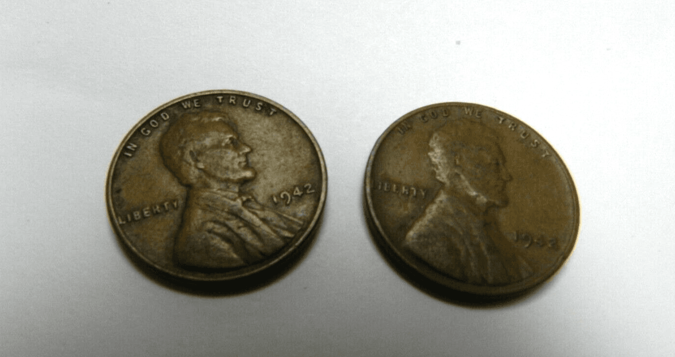 2 x 1942 Lincoln Wheat Penny No Mint Mark Circulated M33K - Thumbnail 5