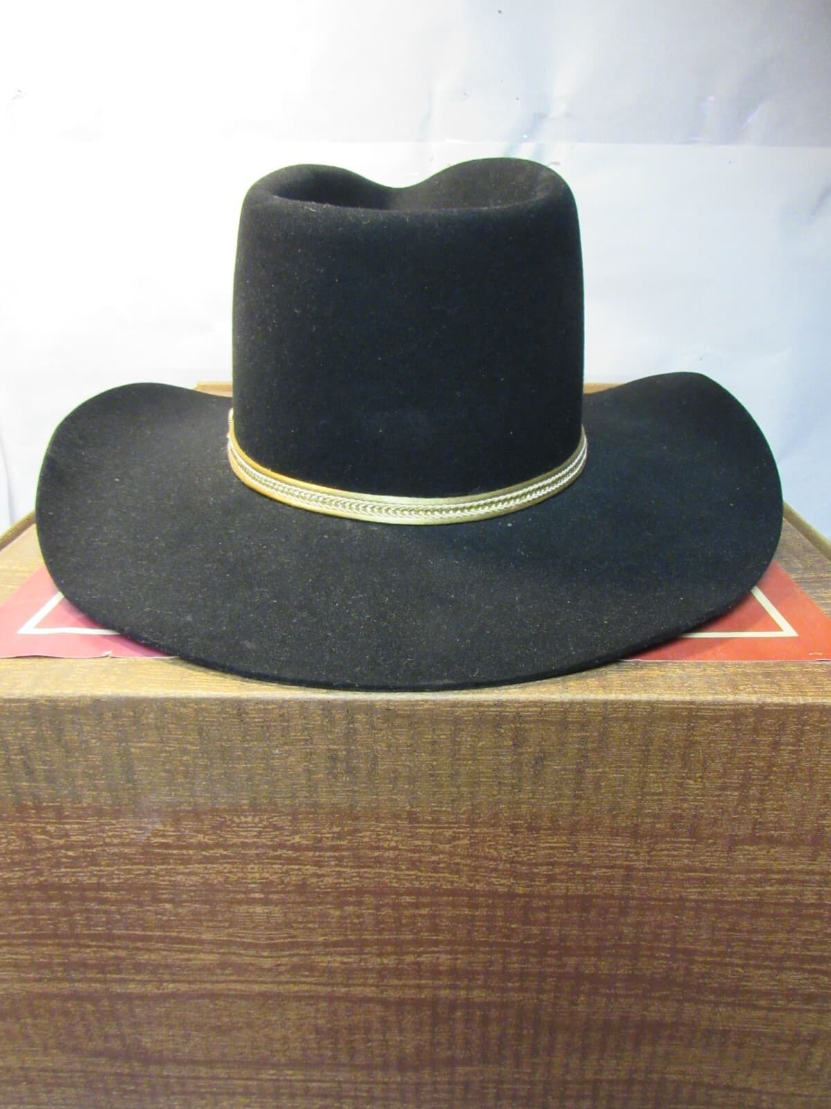Vintage CHARLIE 1 HORSE Custom Designed Black Cowboy Hat Fur Blend 21"-22" (K38K - Thumbnail 3