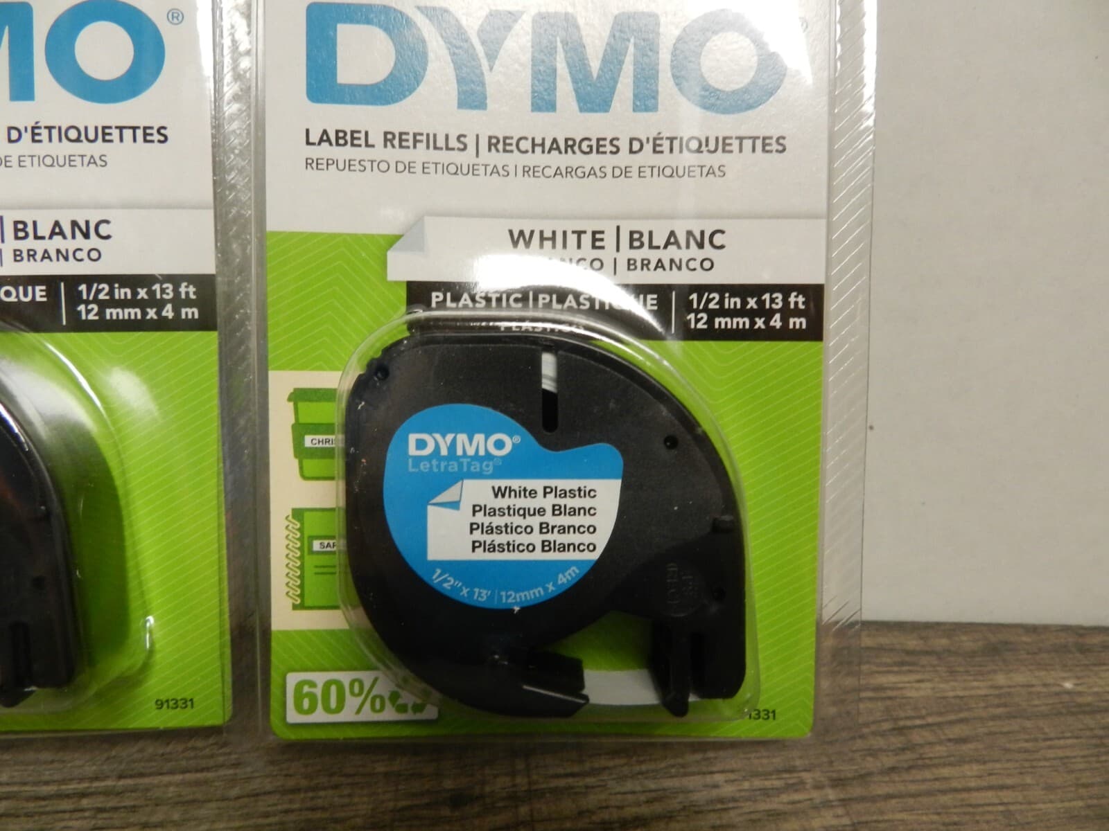 3 Dymo LetraTag 91331 Label Maker Tape, 1/2"W, Black On White C4K - Thumbnail 4