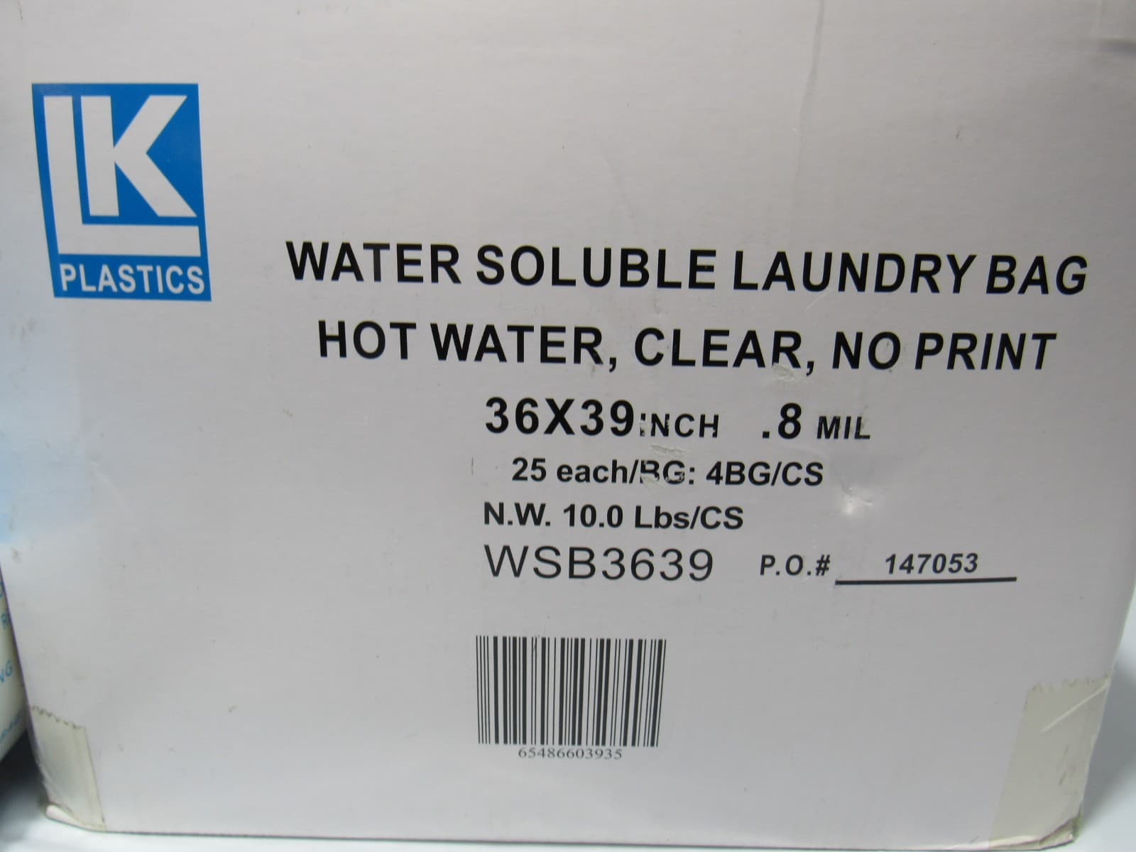 Box of 100 Hot Water Soluble Laundry Bags Clear 36” x 39” WSB3639 (S53K) - Thumbnail 4