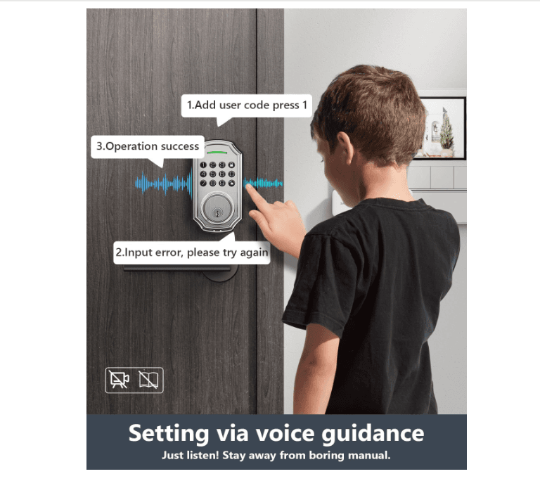 ZSZ Keyless Entry Door Lock Keypad Deadbolt,Smart Lock for Door w/ 2 Keys H91K - Thumbnail 9