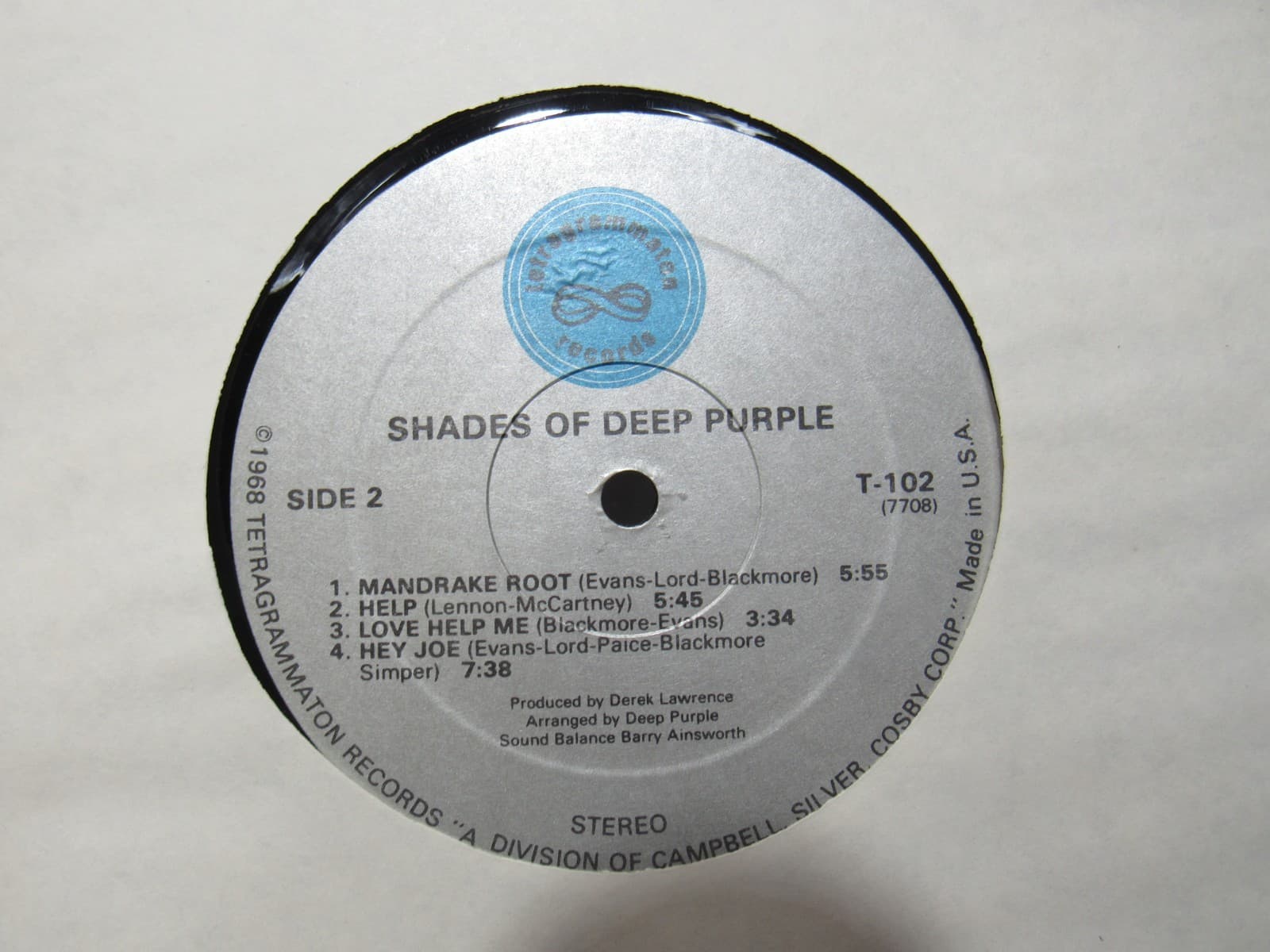 Deep Purple Shades of Deep Purple 1968 Vinyl LP Tetragrammaton T-102 (Y79JJ) - Thumbnail 7