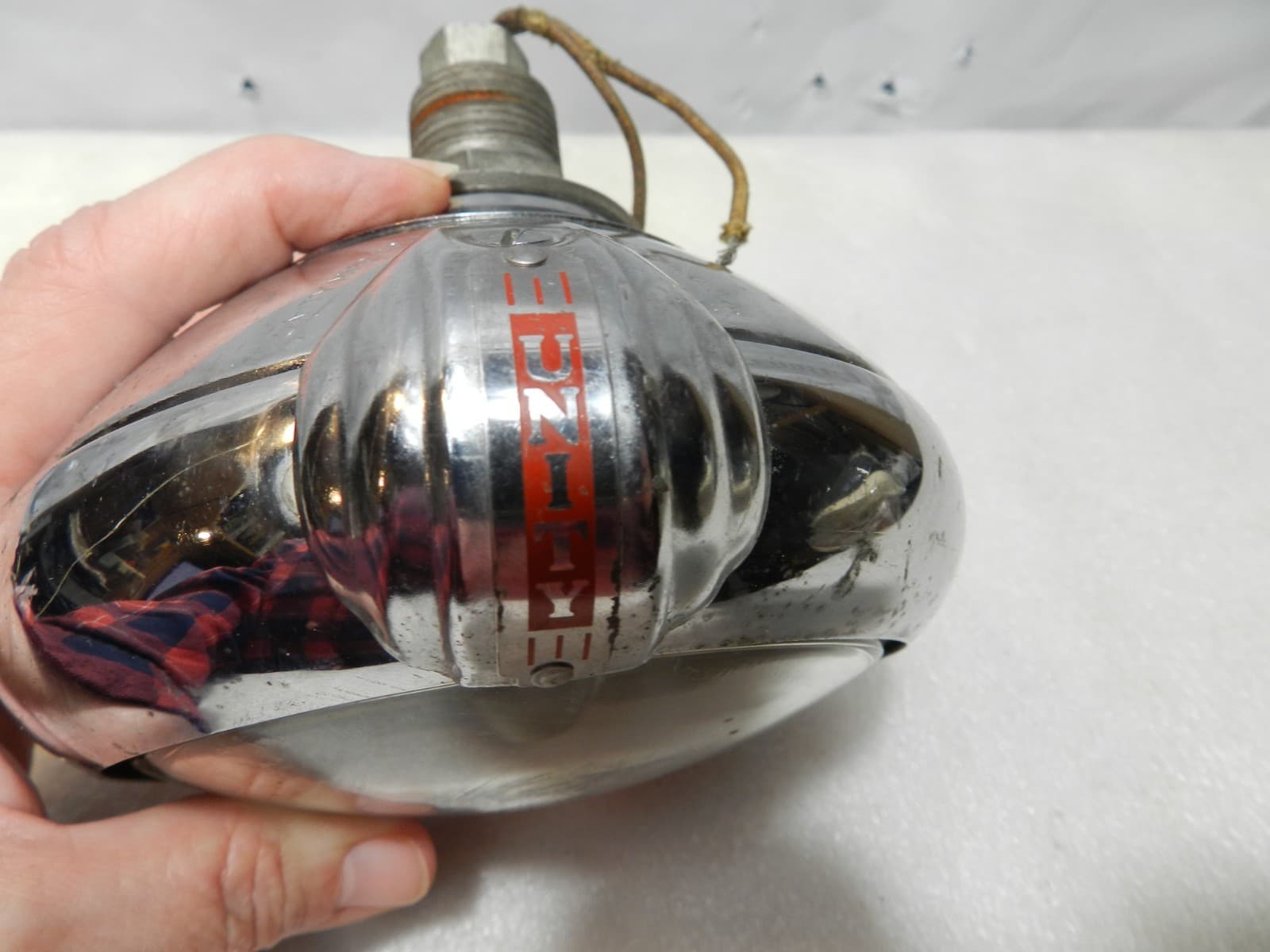 Vintage UNITY MFG Co. Chrome Model H-6 Light Car Truck Spotlight (C77JJ) - Thumbnail 2