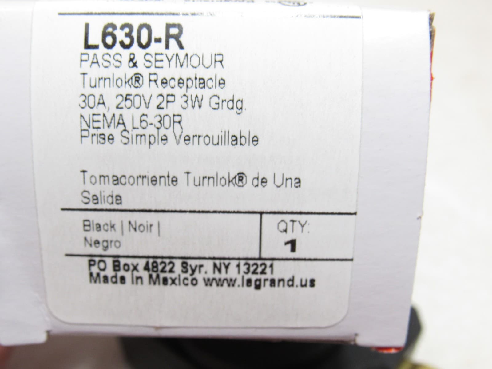 Legrand / Pass & Seymour L630 L6-30-R Turnlok Receptacle 30A 250V 2P 3W (C79M) - Thumbnail 6