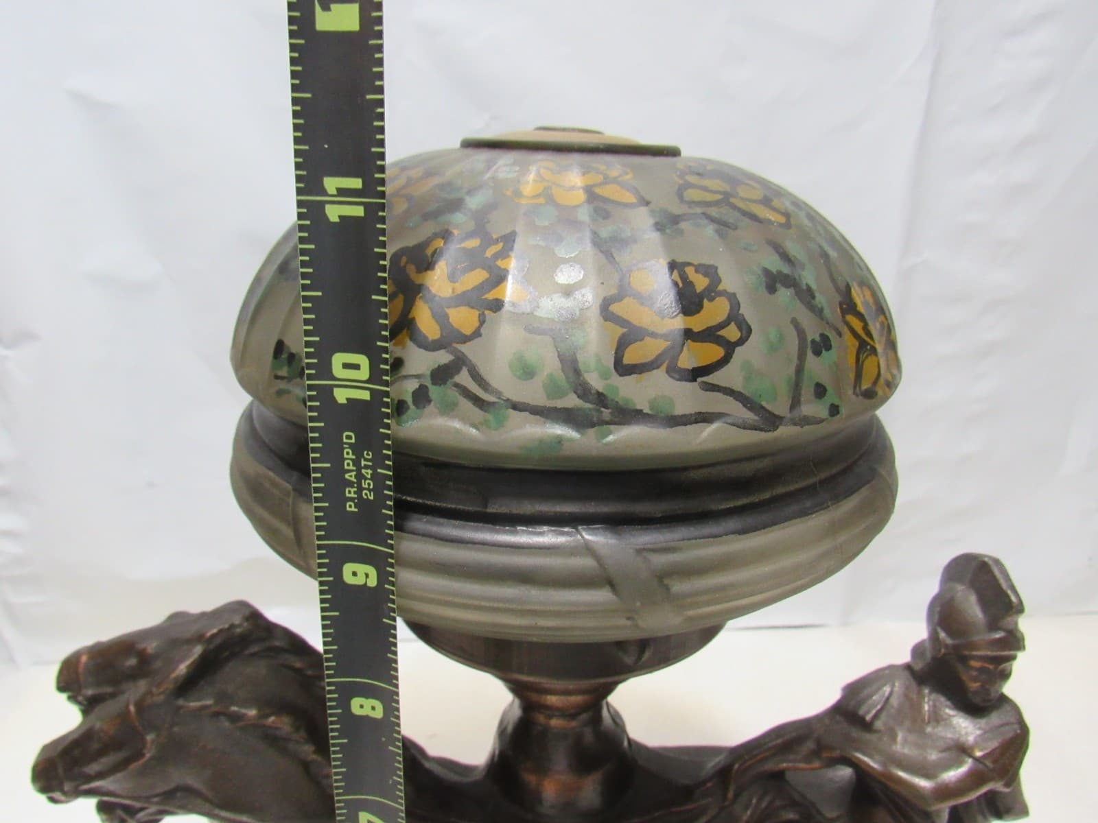 VTG Spelter Figural Roman Soldier Chariot Horses Lamp w/ Globe Not Wired (Z73S) - Thumbnail 20