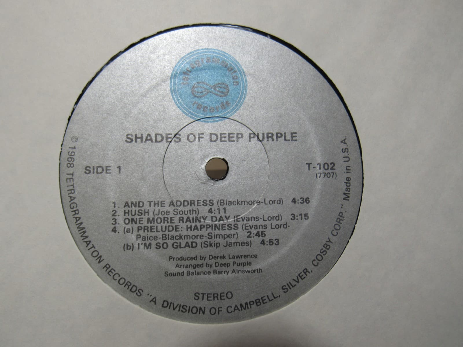 Deep Purple Shades of Deep Purple 1968 Vinyl LP Tetragrammaton T-102 (Y79JJ) - Thumbnail 8