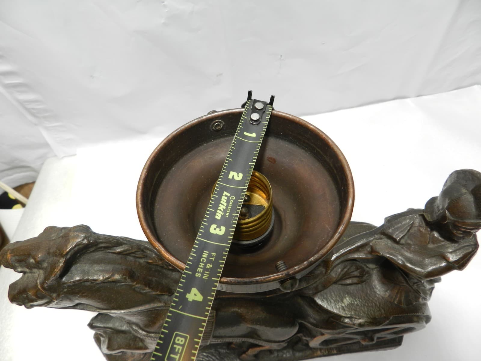 VTG Spelter Figural Roman Soldier Chariot Horses Lamp w/ Globe Not Wired (Z73S) - Thumbnail 21
