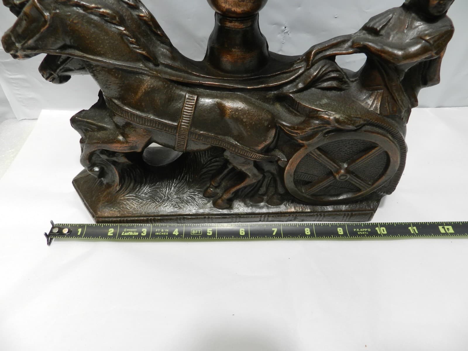 VTG Spelter Figural Roman Soldier Chariot Horses Lamp w/ Globe Not Wired (Z73S) - Thumbnail 22