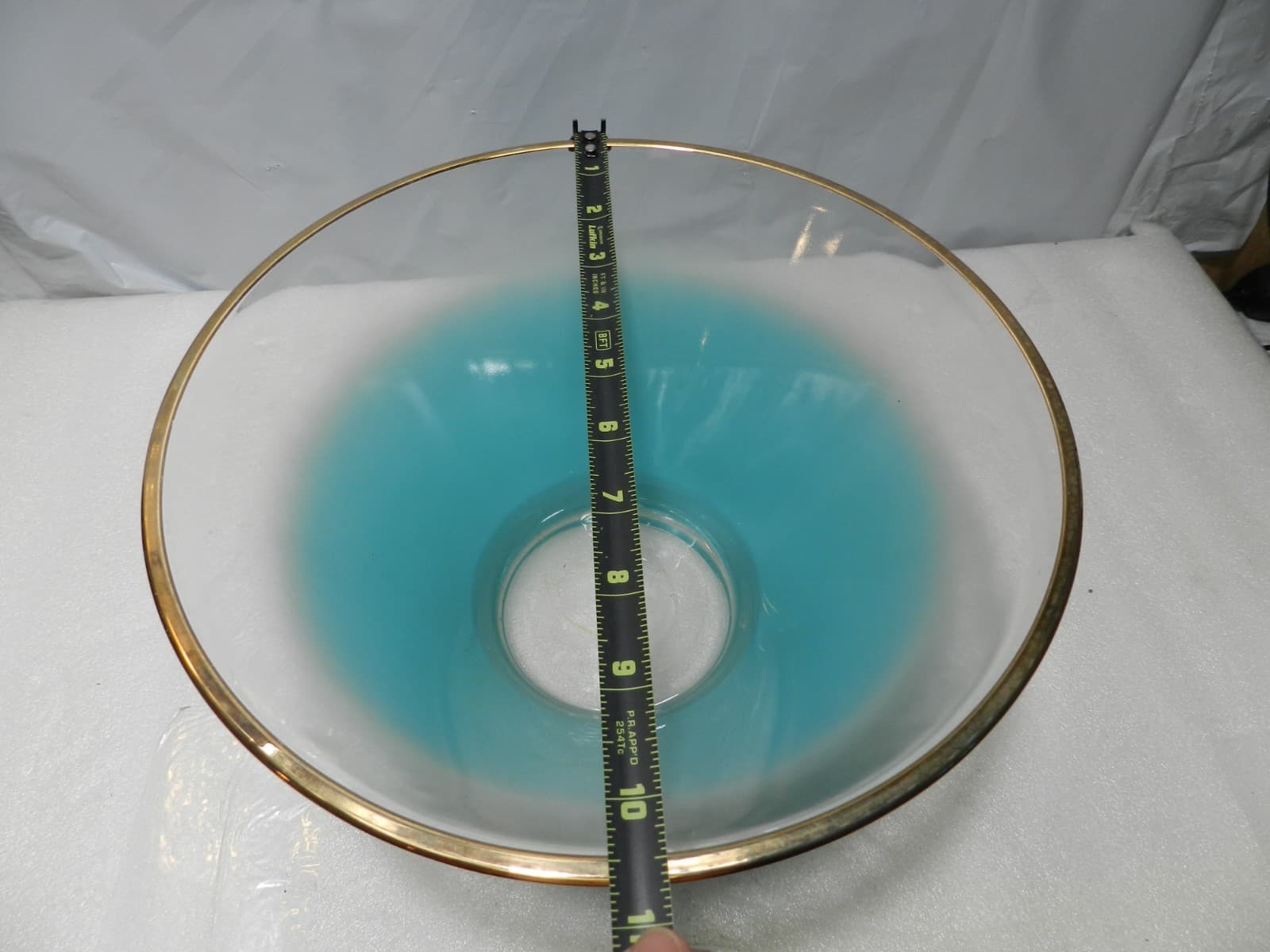 Vintage MCM Blendo Frosted Aqua Chip / Punch / Serving Bowl West Virginia F19J - Thumbnail 4