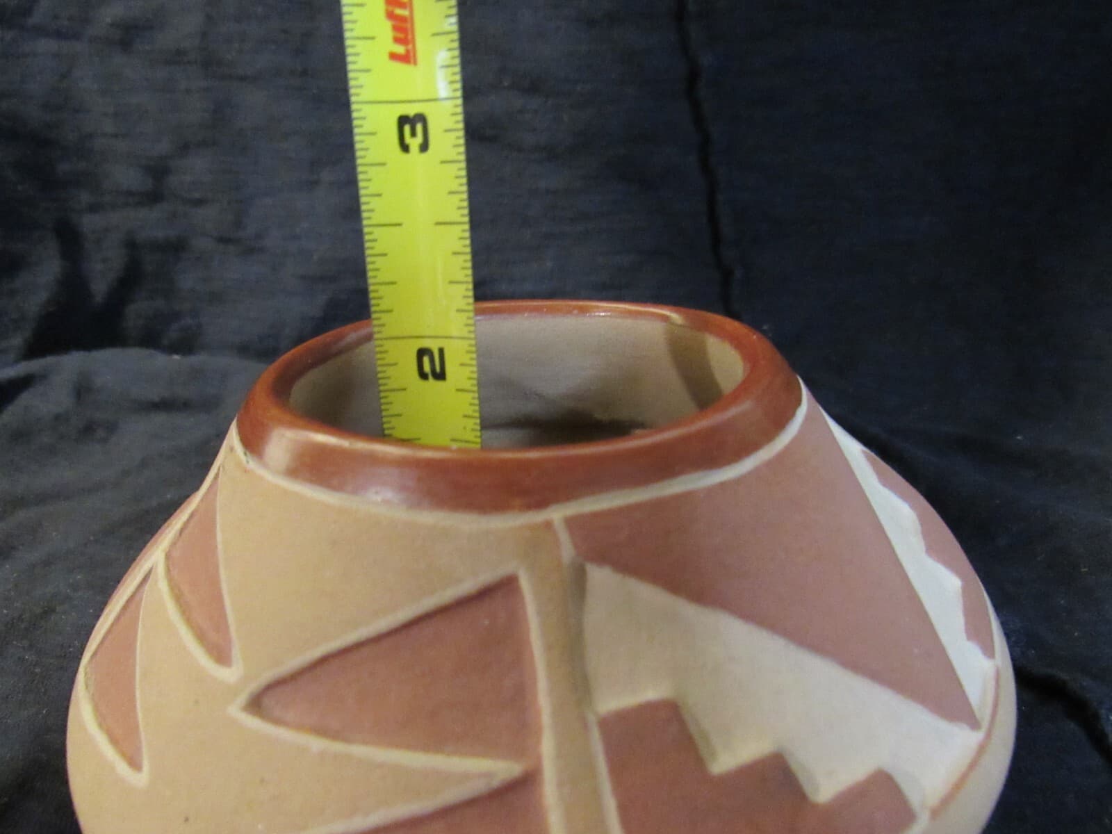 Pueblo Carved Etched Clay Pottery Vase New Mexico W82S - Thumbnail 7