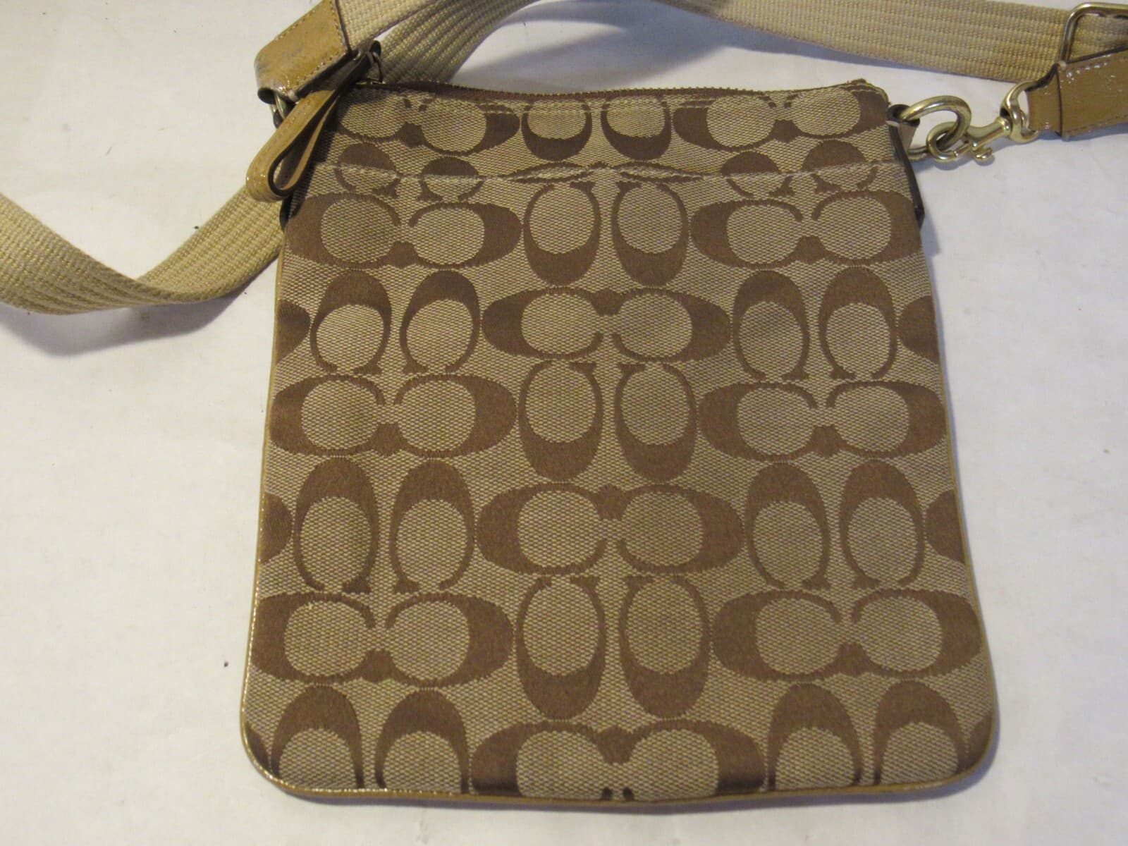 Coach Signature Crossbody Bag Brown Khaki Pre-Owned S79K - Thumbnail 3