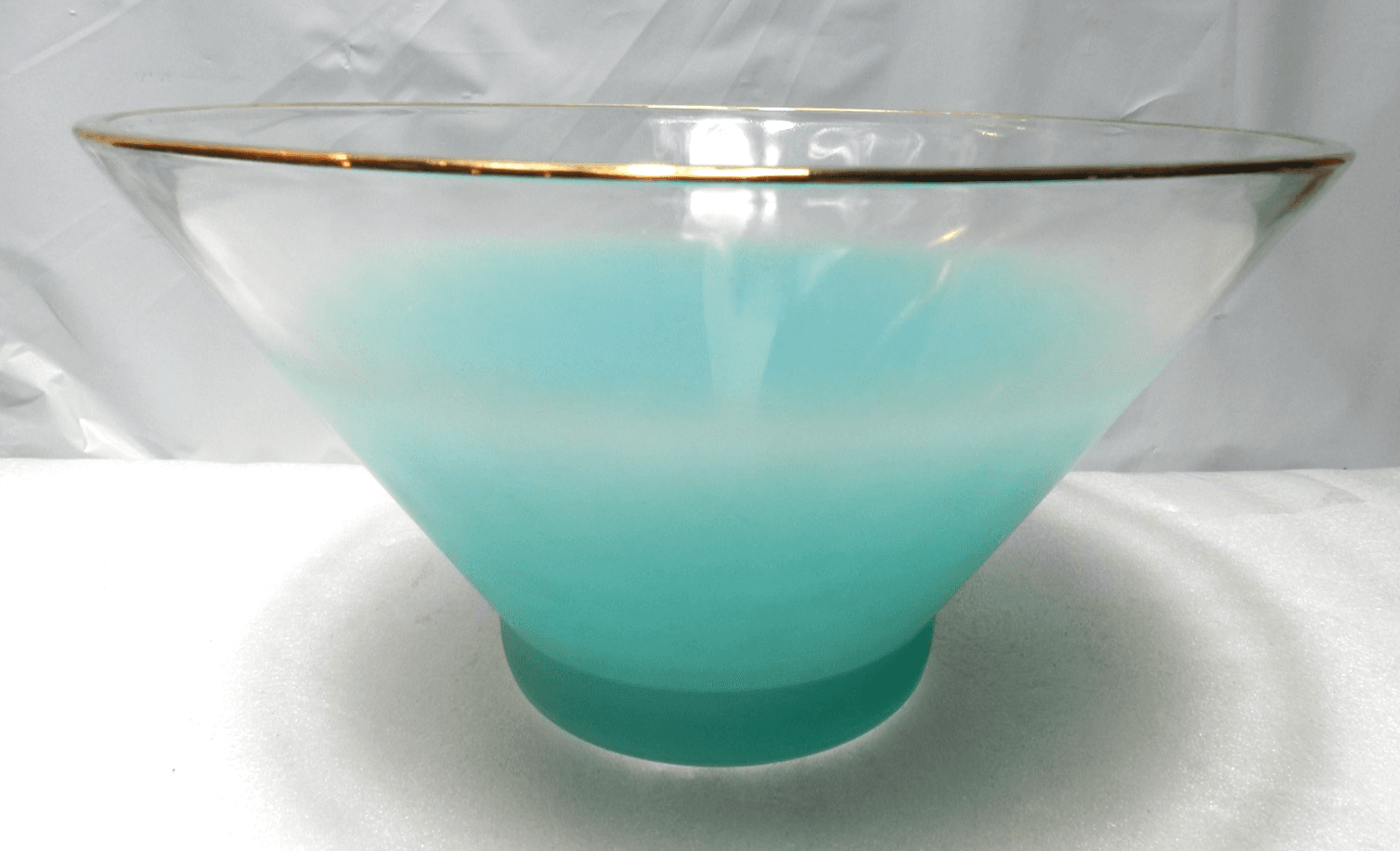 Vintage MCM Blendo Frosted Aqua Chip / Punch / Serving Bowl West Virginia F19J