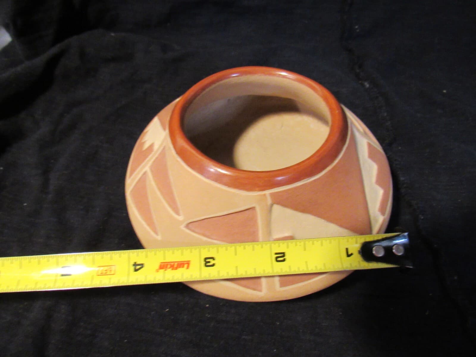 Pueblo Carved Etched Clay Pottery Vase New Mexico W82S - Thumbnail 8