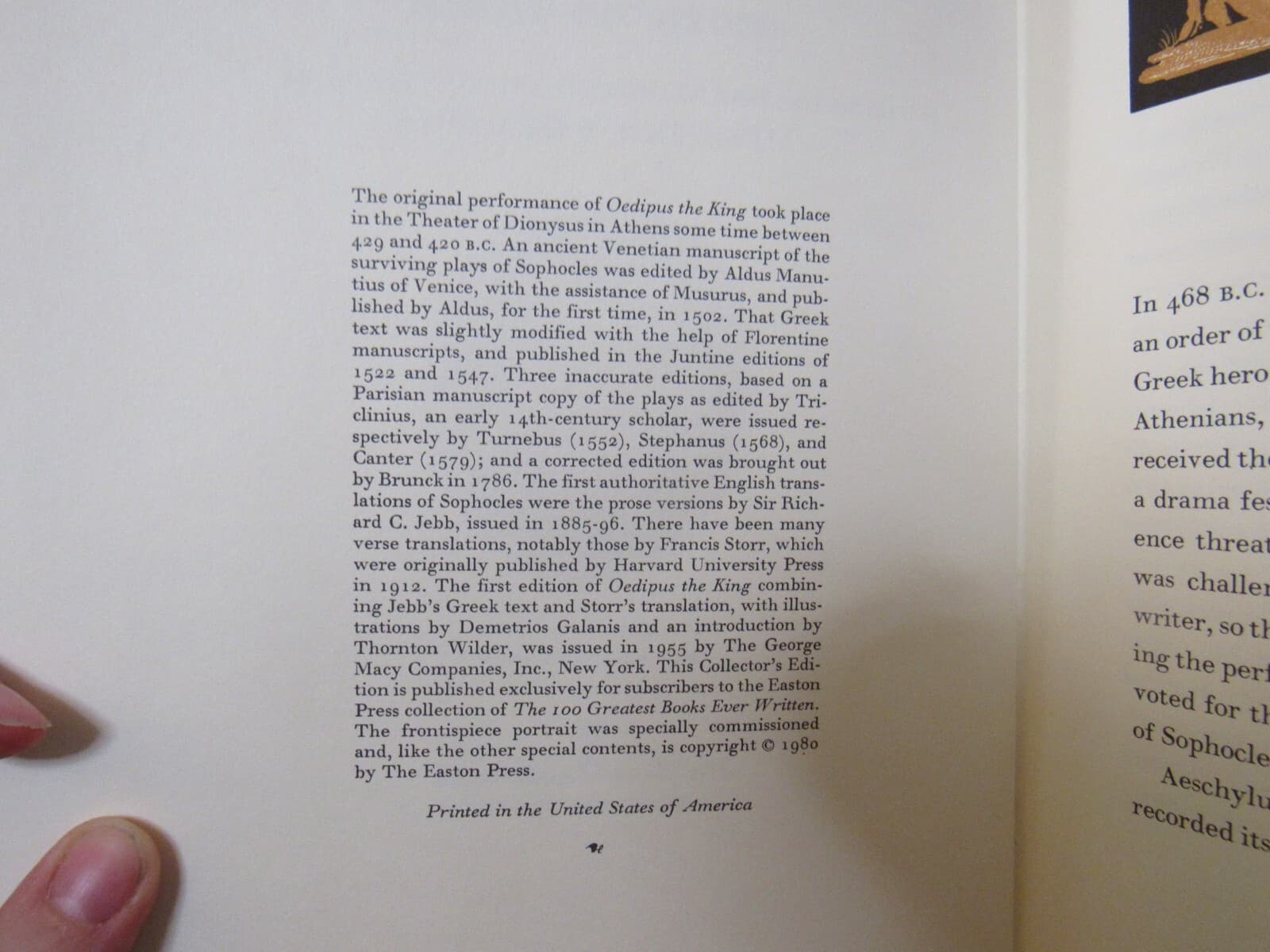 Sophocles Oedipus the King 100 Greatest Books Collectors Ed Leather Easton B66K - Thumbnail 5
