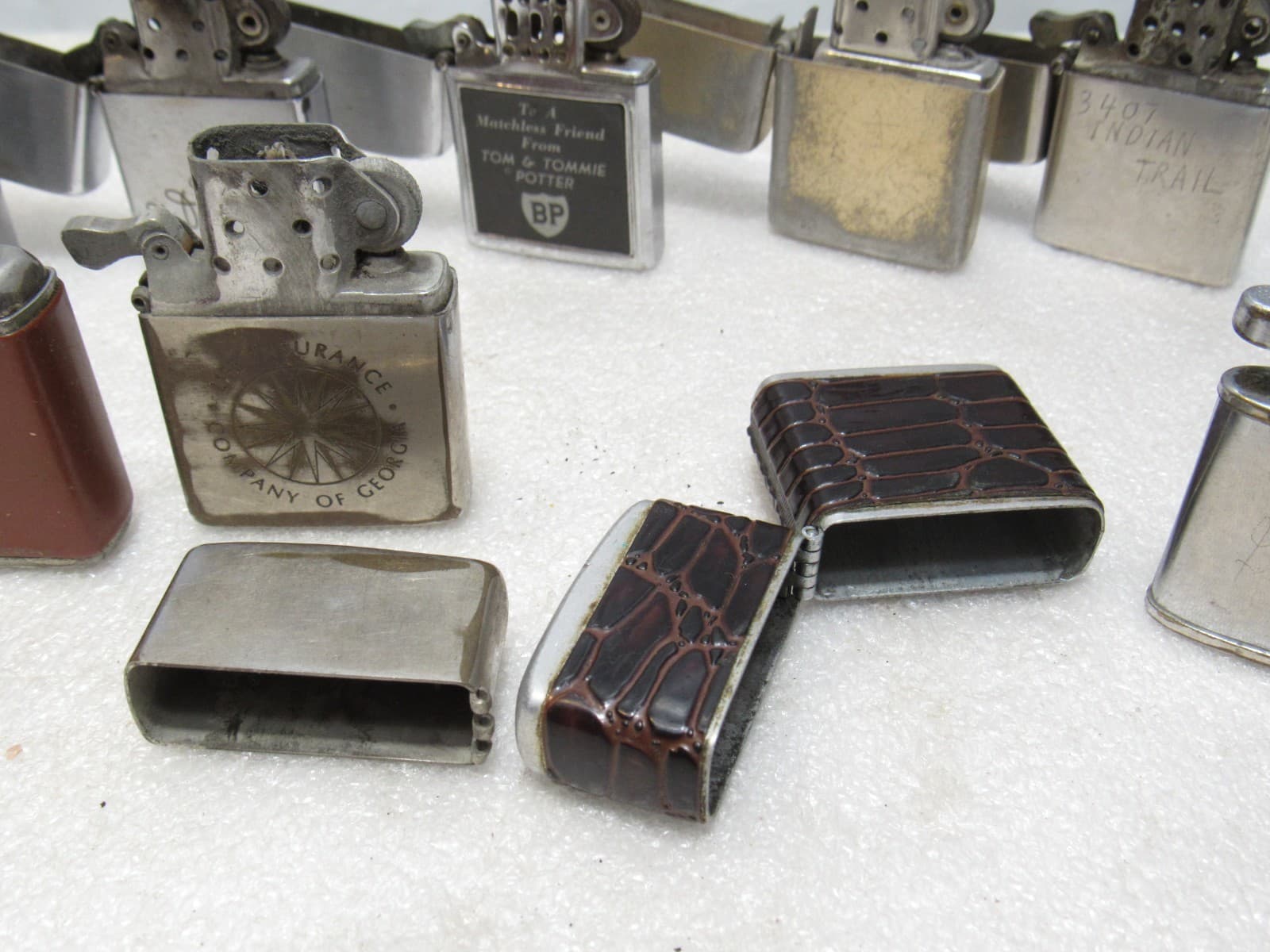 Vintage Metal Flip Top Lighter Lot Zippo Warco STorm King Bryco (C86JJ) - Thumbnail 12