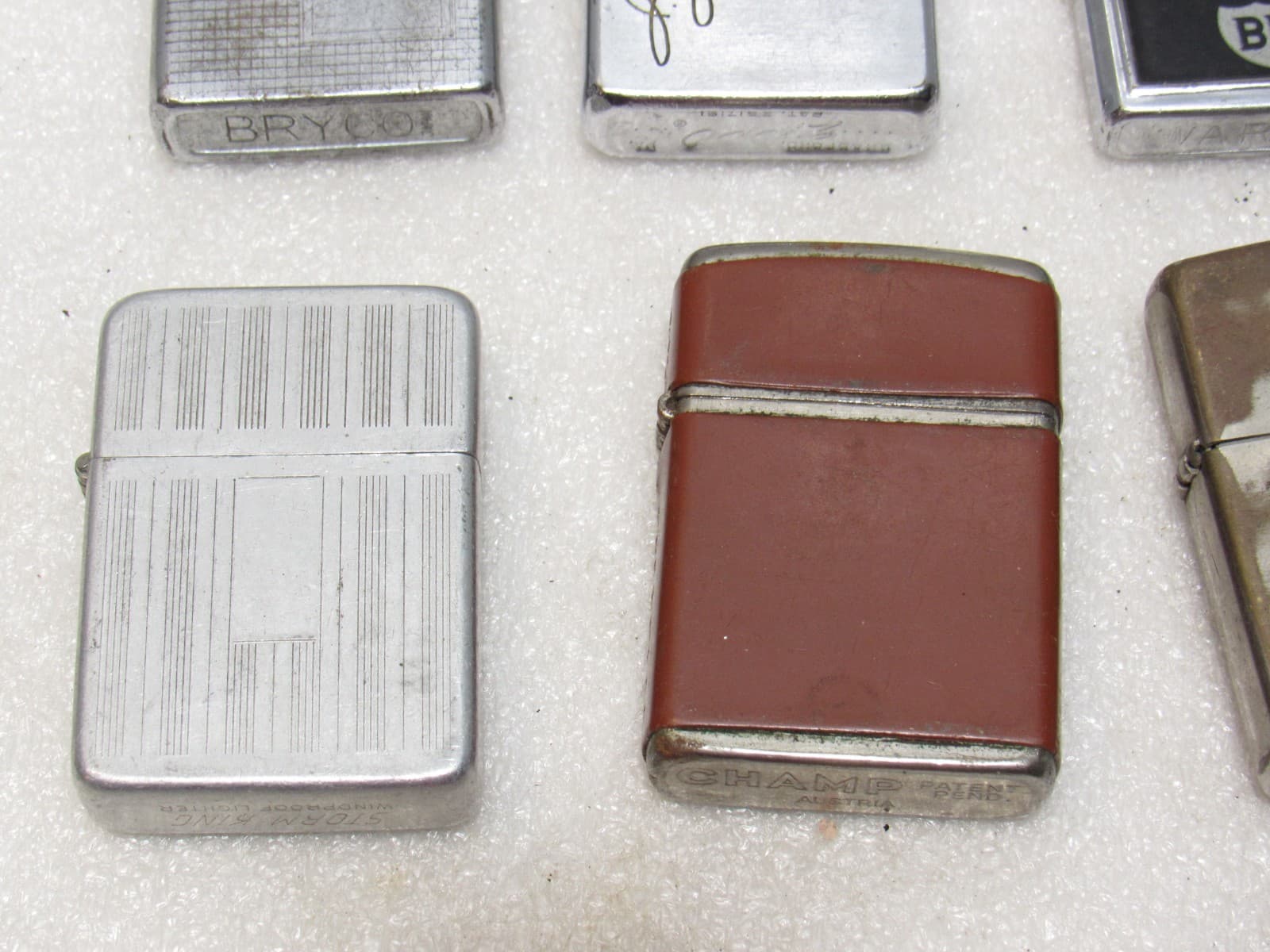 Vintage Metal Flip Top Lighter Lot Zippo Warco STorm King Bryco (C86JJ) - Thumbnail 5