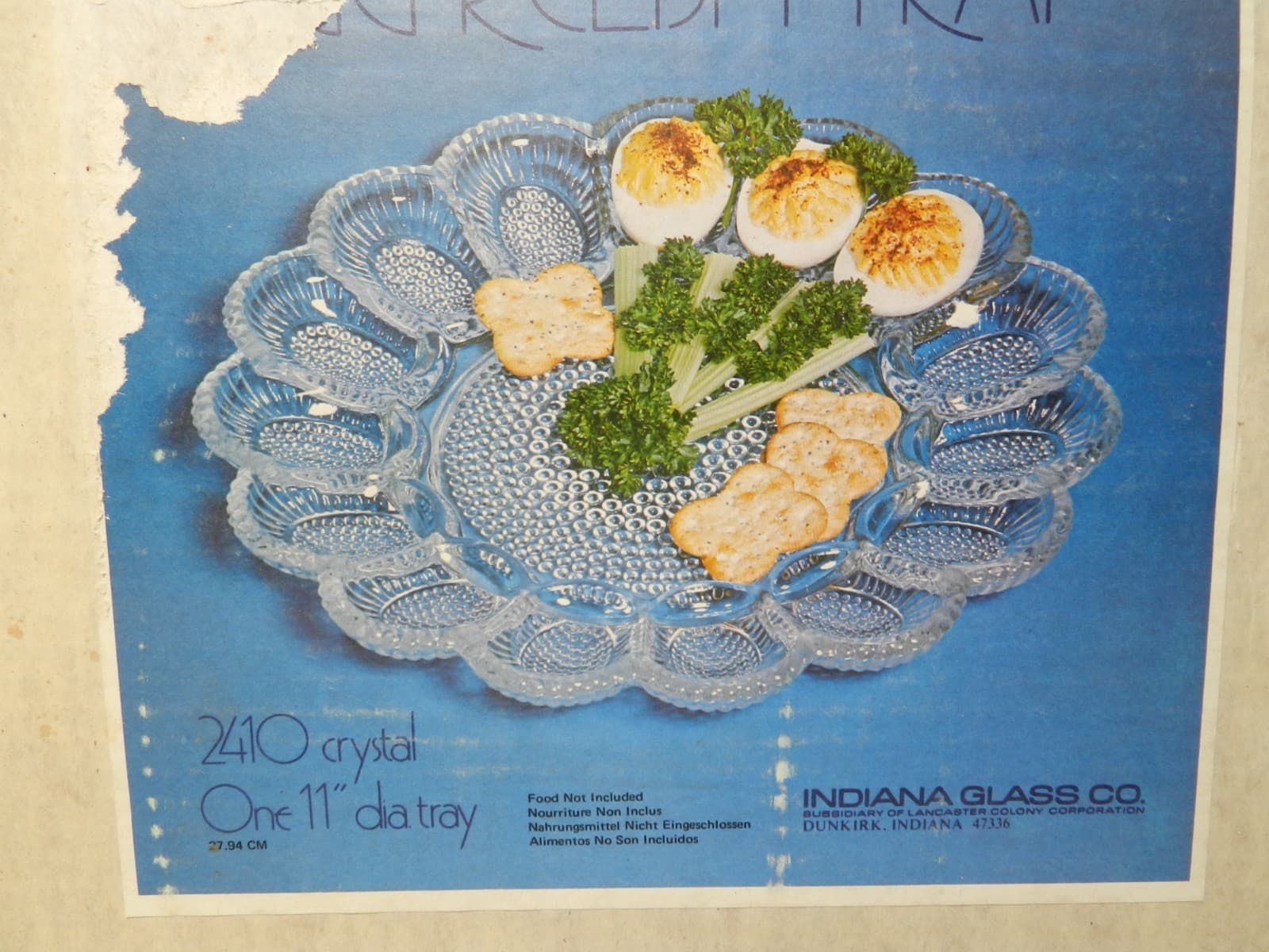 VTG Indiana Glass Deviled Egg Relish Tray 2410 Crystal 11" Diameter w Box L38J - Thumbnail 7