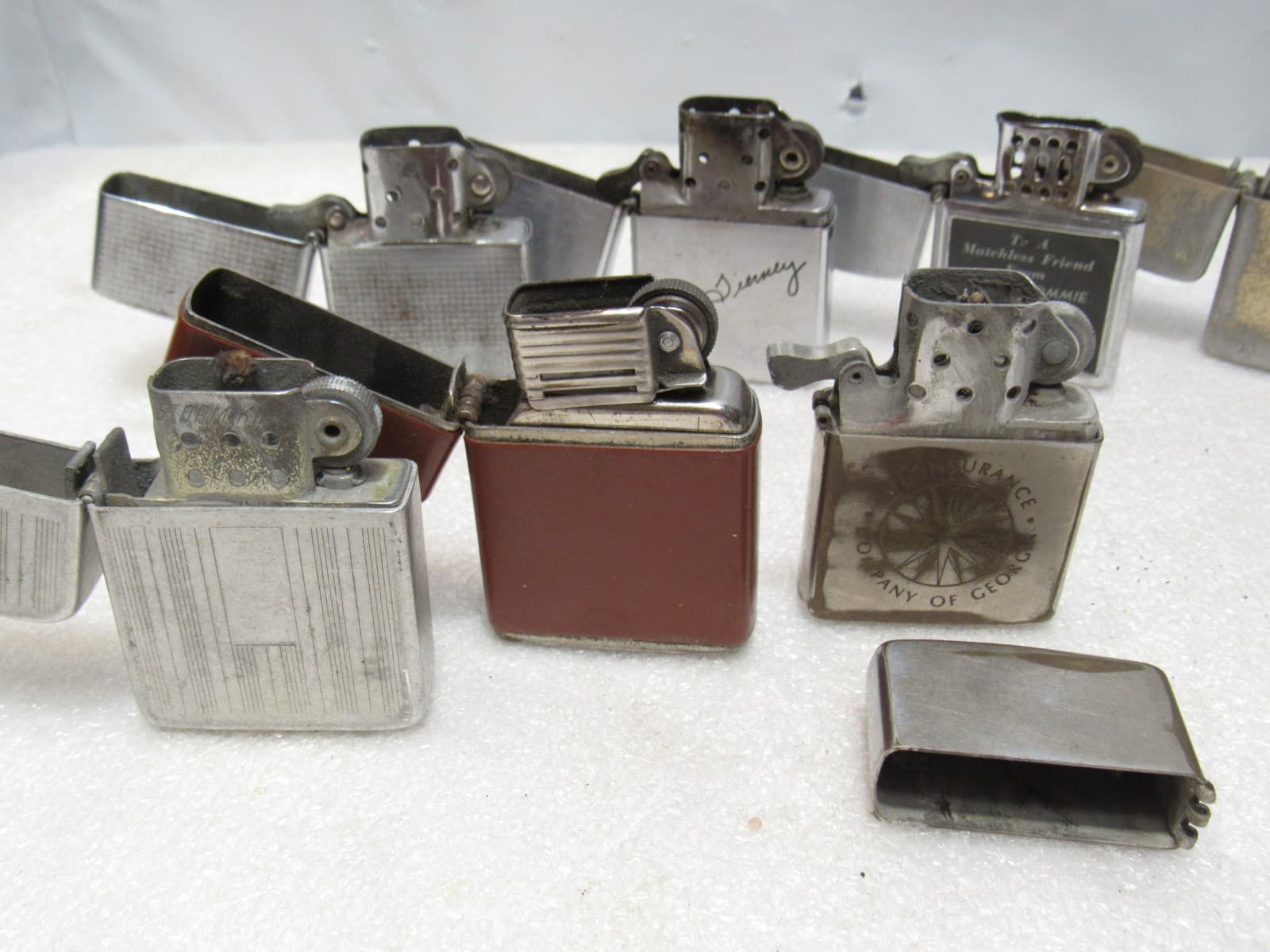 Vintage Metal Flip Top Lighter Lot Zippo Warco STorm King Bryco (C86JJ) - Thumbnail 11