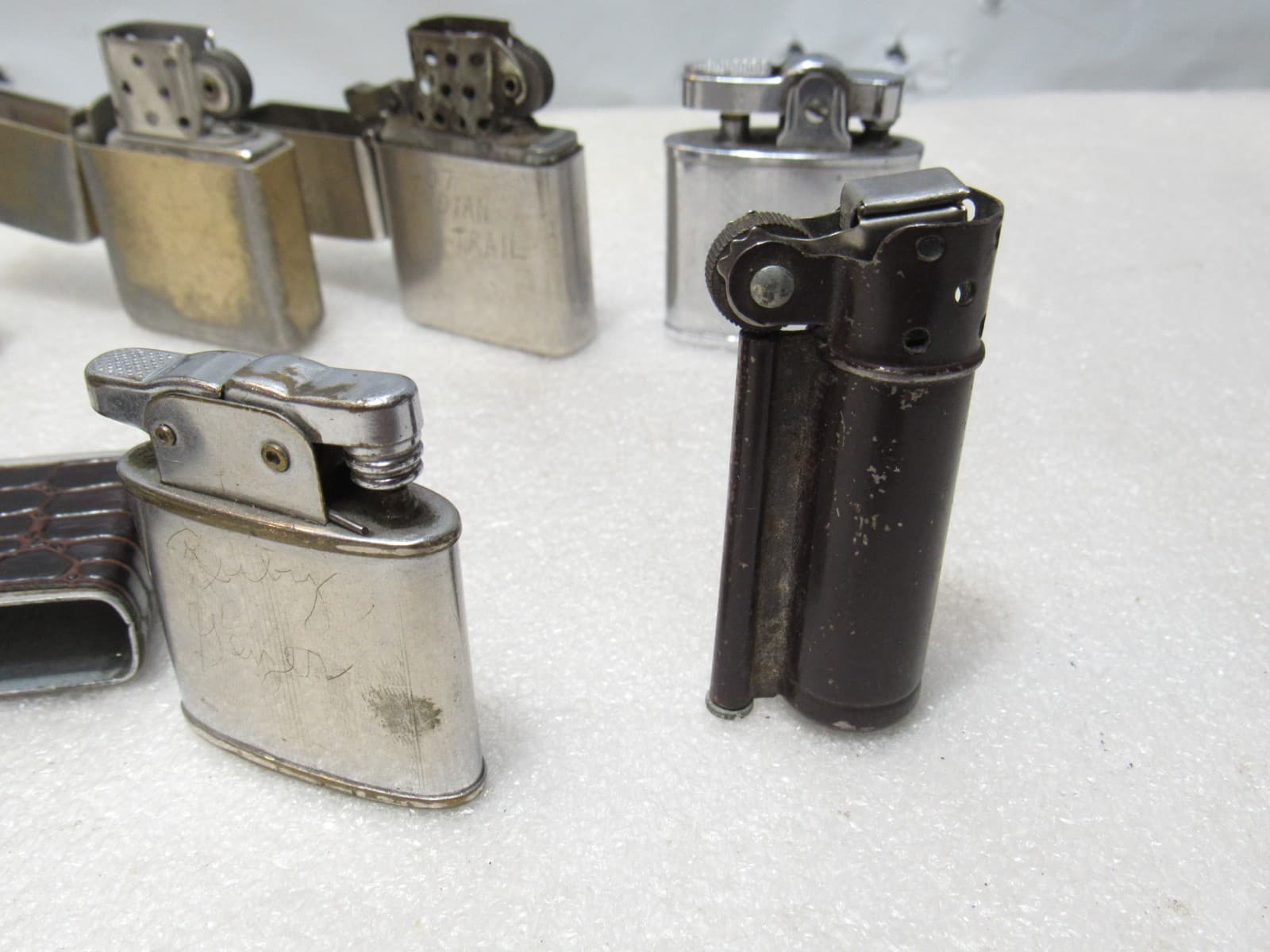 Vintage Metal Flip Top Lighter Lot Zippo Warco STorm King Bryco (C86JJ) - Thumbnail 13