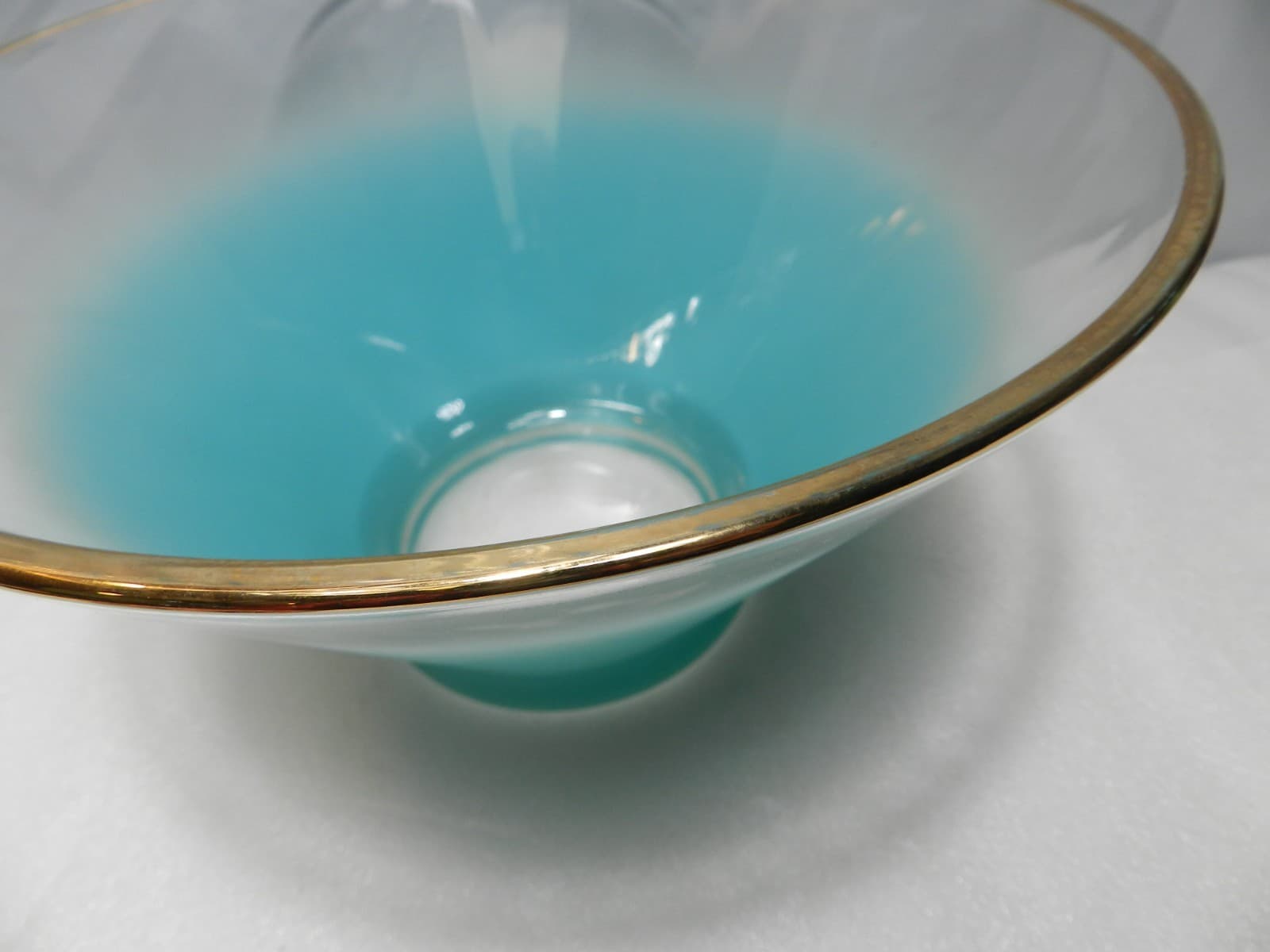 Vintage MCM Blendo Frosted Aqua Chip / Punch / Serving Bowl West Virginia F19J - Thumbnail 6