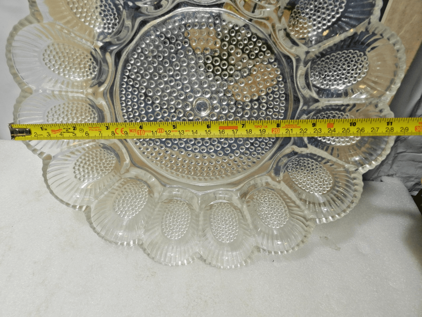 VTG Indiana Glass Deviled Egg Relish Tray 2410 Crystal 11" Diameter w Box L38J - Thumbnail 5