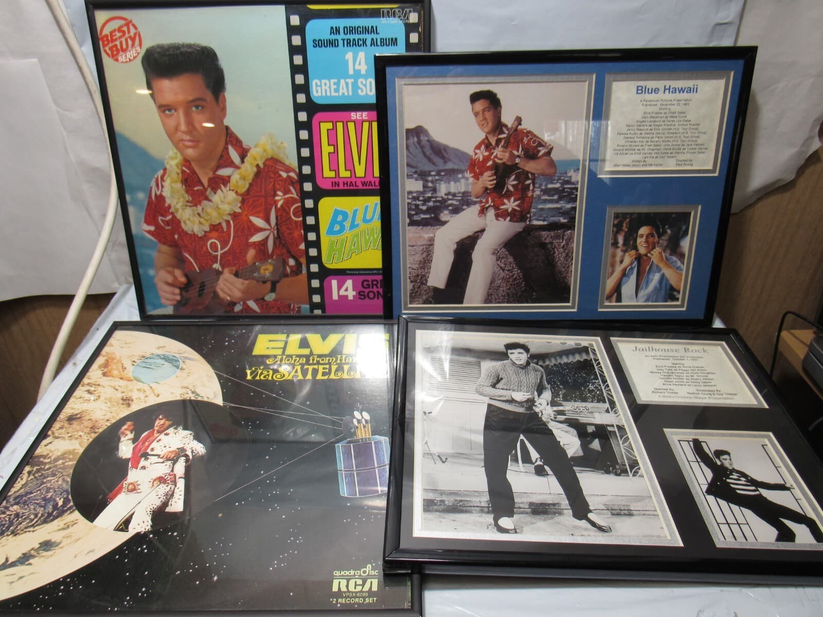 Elvis Presley Framed Album Cover Blue Hawaii Aloha from Hawaii Via Satelight M89