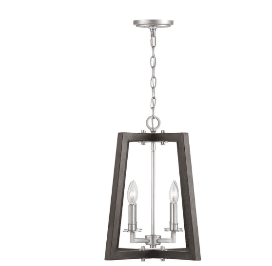 PROGRESS LIGHTING Forrester Teak Wood /Satin Nickel Lantern Pendant Light (Q54K)