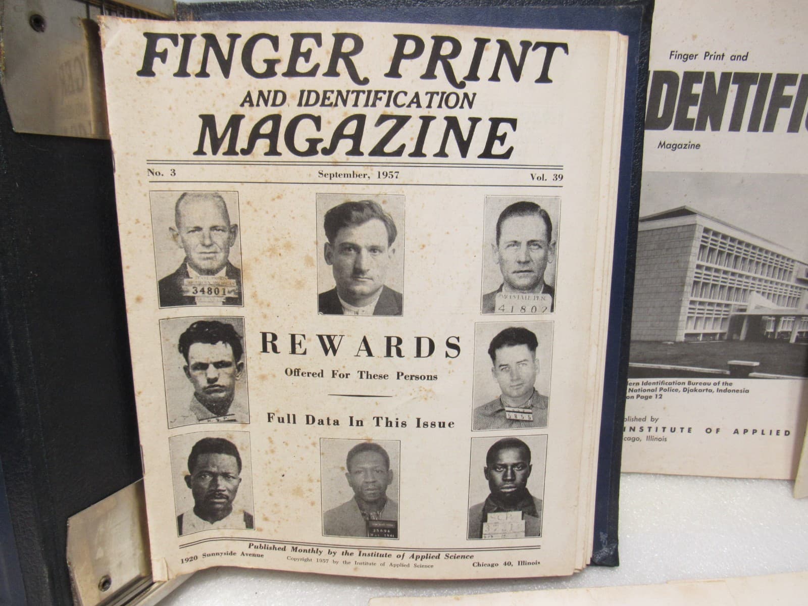 1950s Finger Print & Identification Magazine Binder & Books Law Enforcement B60 - Thumbnail 2