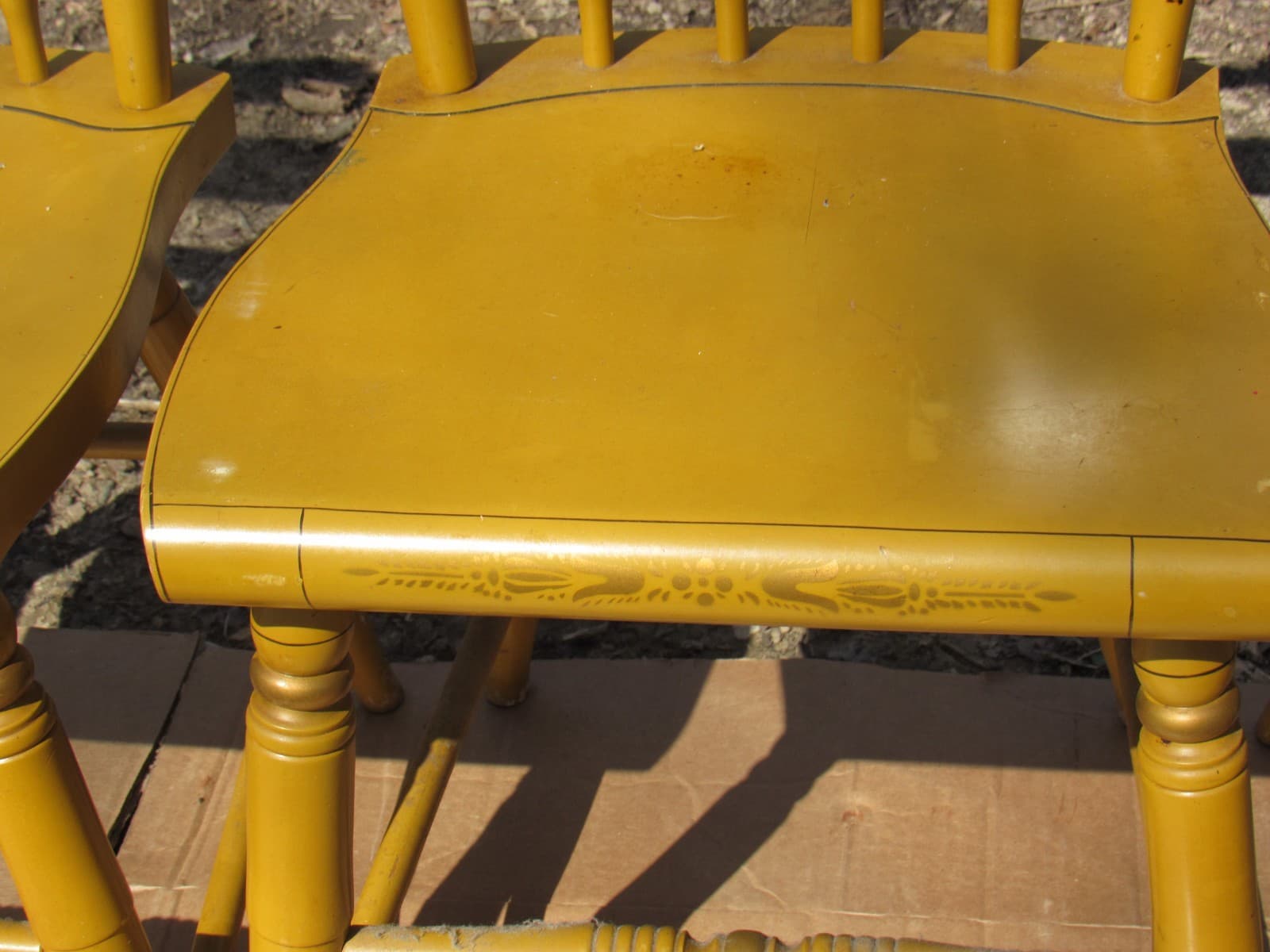 Set of 6 Vintage L. Hitchcock Stenciled Farmhouse Harvest Dining Chairs (K) - Thumbnail 6