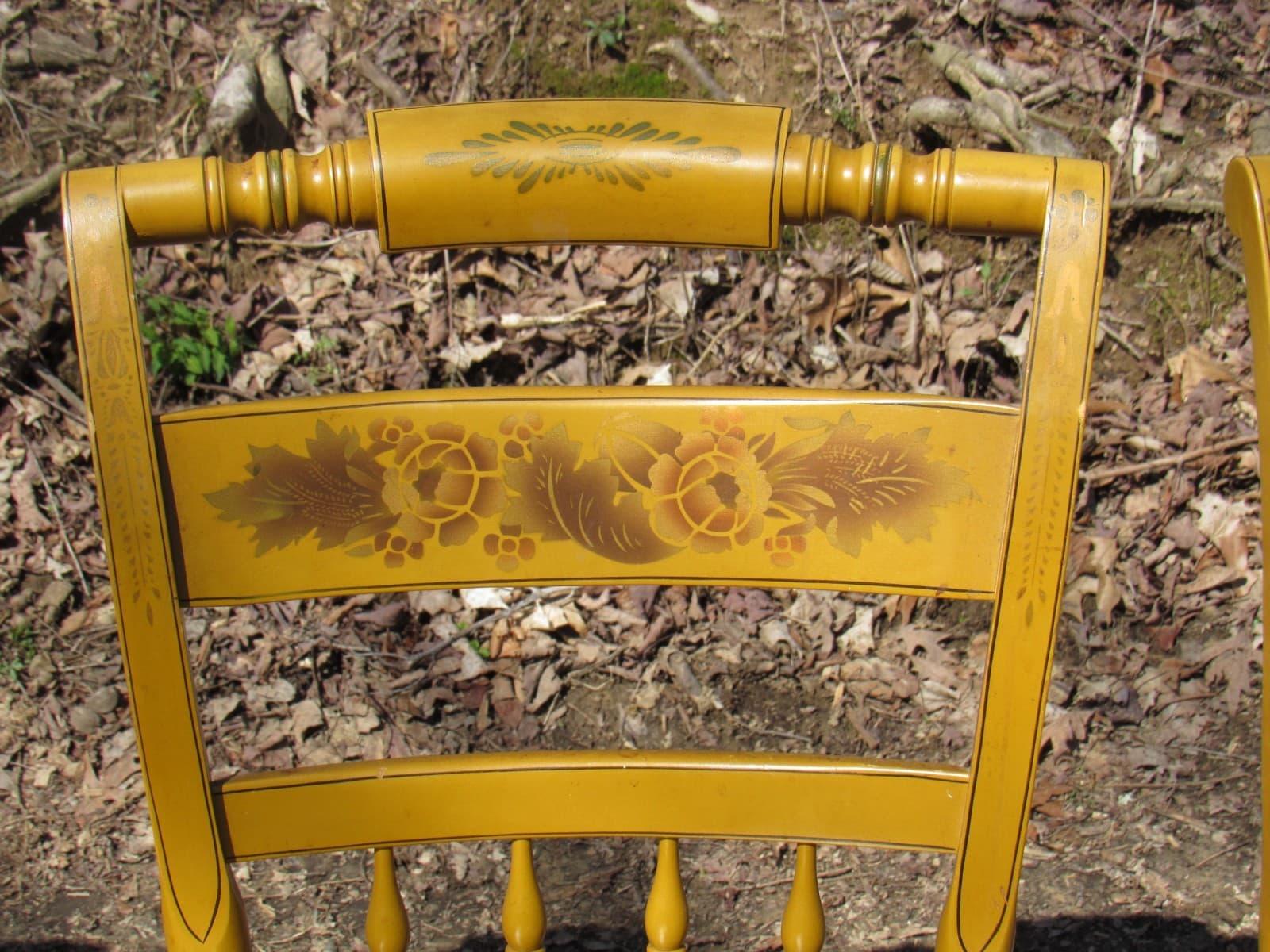 Set of 6 Vintage L. Hitchcock Stenciled Farmhouse Harvest Dining Chairs (K) - Thumbnail 5
